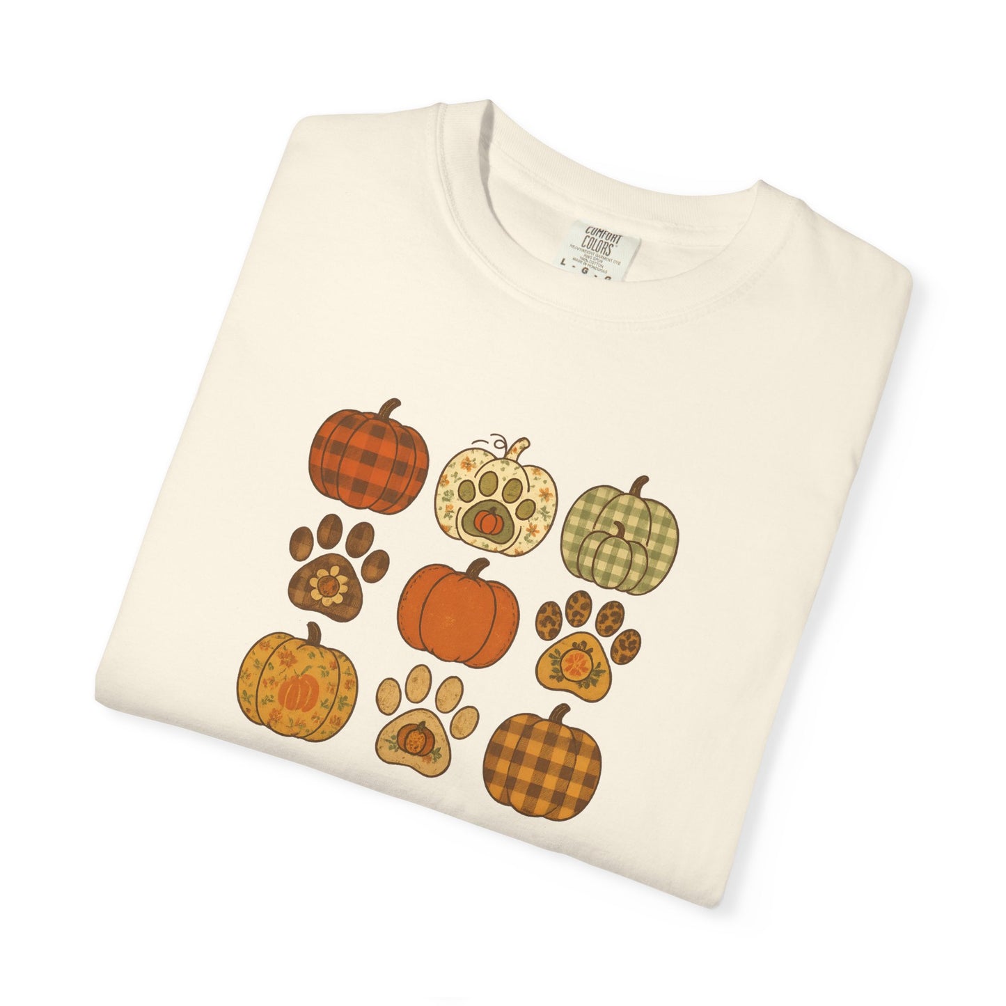 Fall Pumpkin Paw Print Unisex T-Shirt, Cozy Autumn Tee, Harvest Festivity Shirt, Pet Lover Gift, Seasonal Apparel