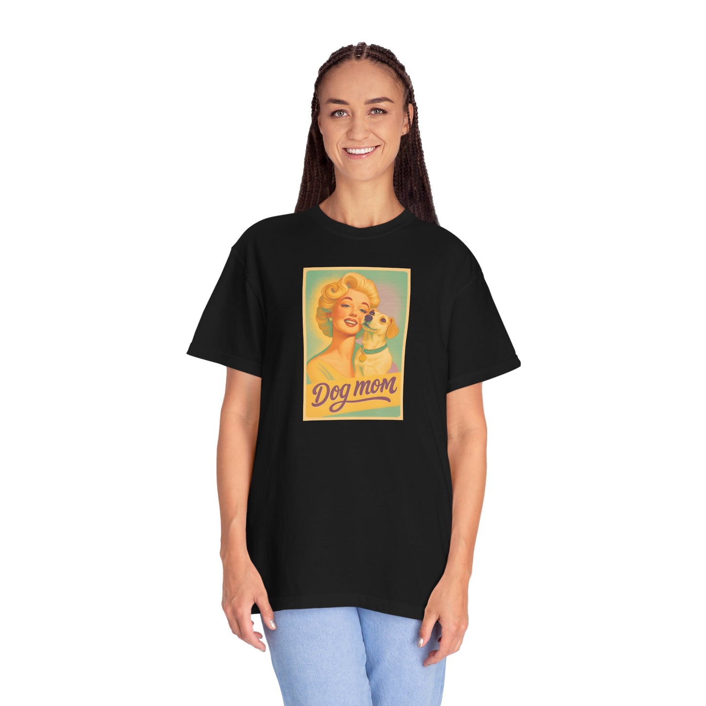 Vintage Dog Mom T-shirt - Unisex Garment-Dyed Tee for Dog Lovers