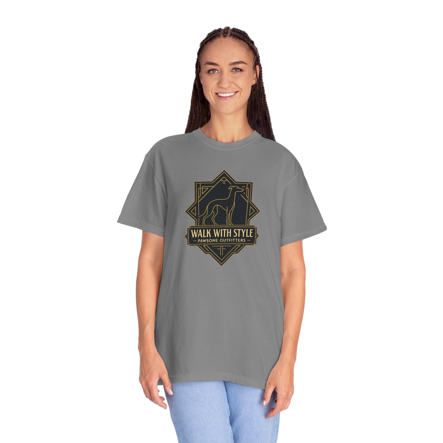 Stylish Unisex Tee - Walk with Style Graphic Shirt, Casual Wear, Gift for Dog Lovers, Relaxed Fit, Everyday Comfort