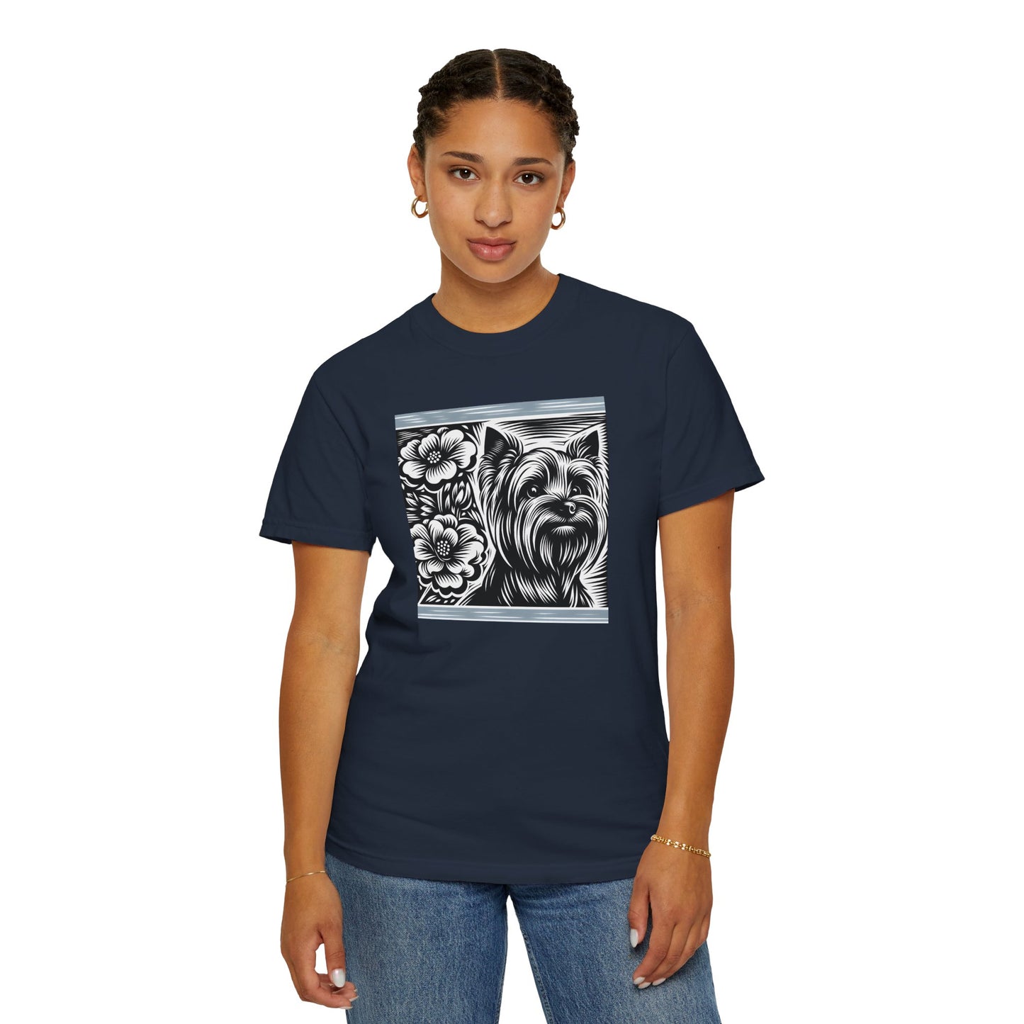 Cute Yorkie Floral T-Shirt for Dog Lovers