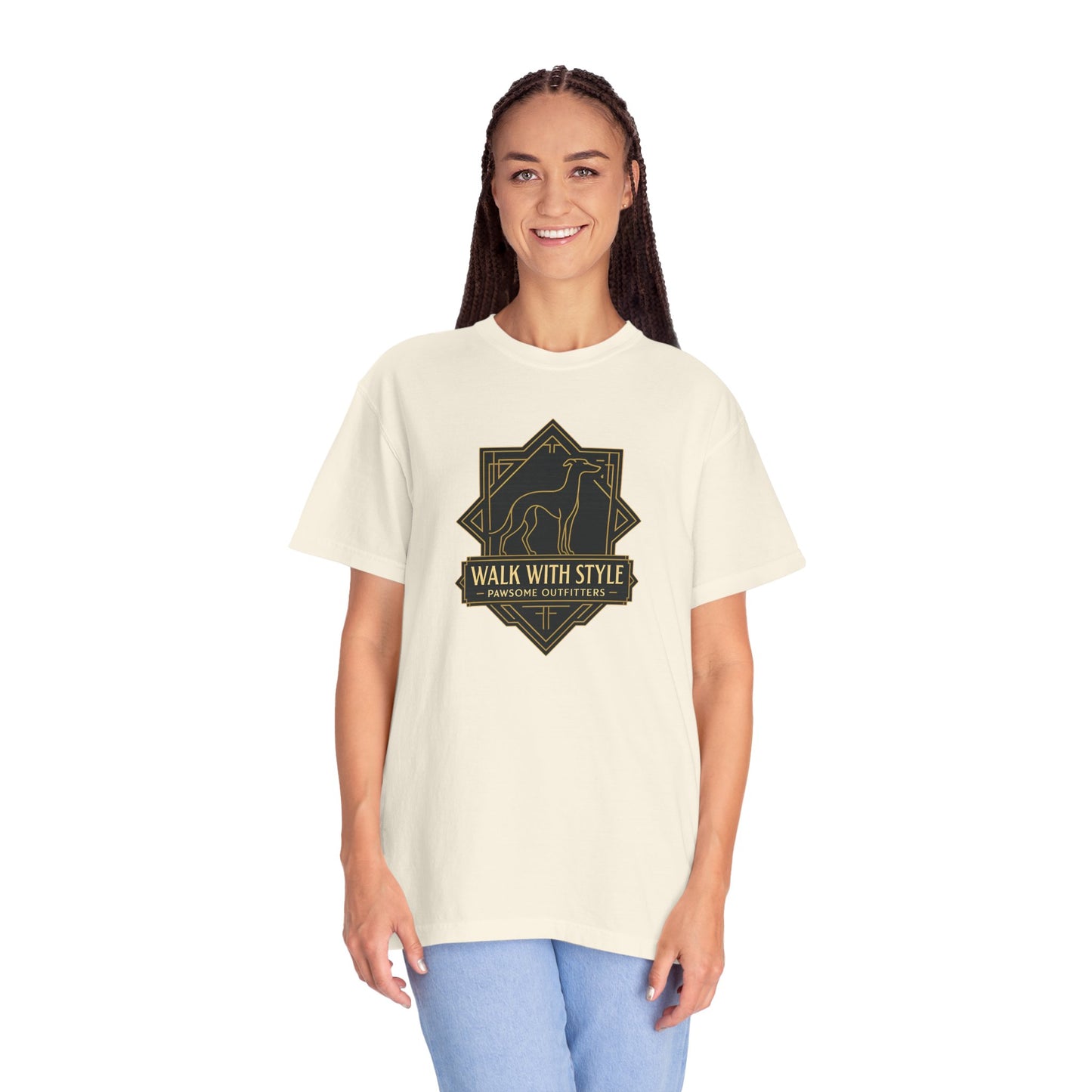 Stylish Unisex Tee - Walk with Style Graphic Shirt, Casual Wear, Gift for Dog Lovers, Relaxed Fit, Everyday Comfort