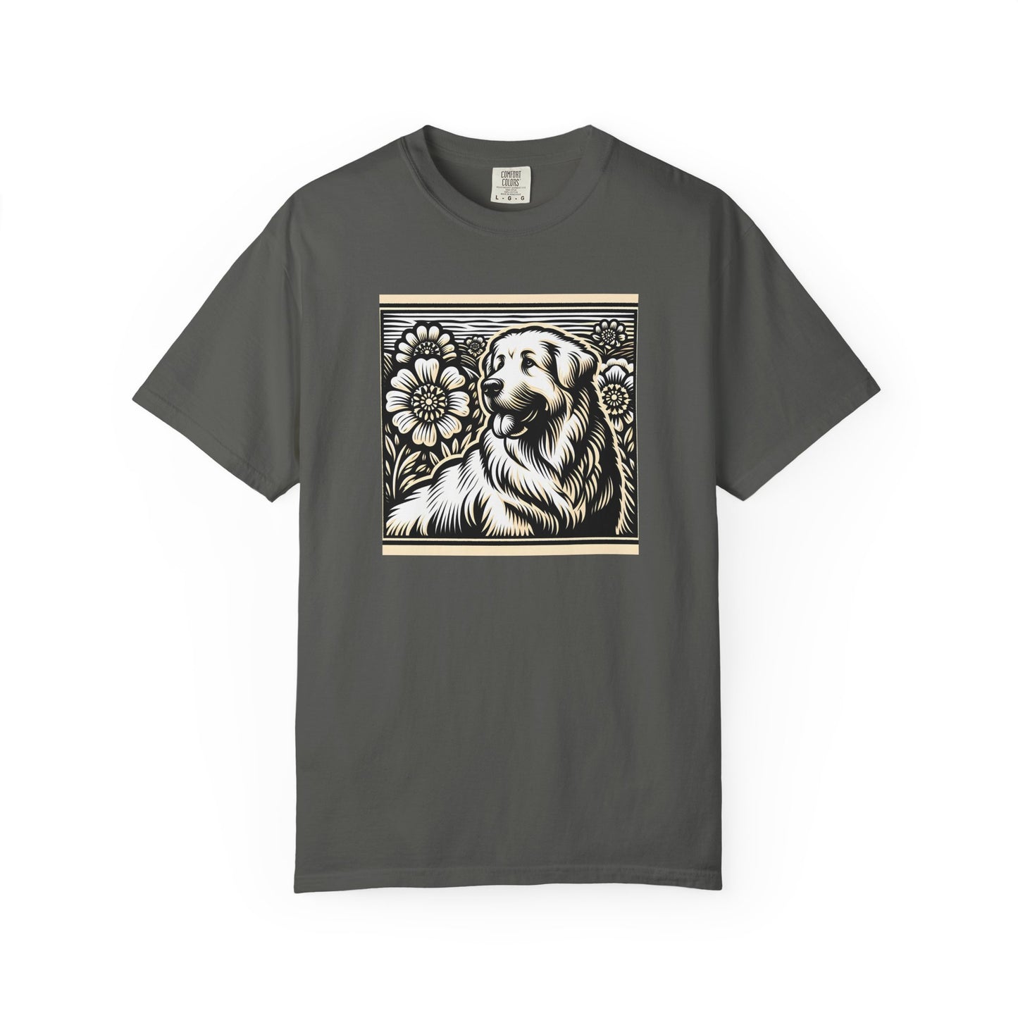 Great Pyrenees - Unisex Dog Lover T-Shirt - Garment-Dyed Vintage Floral Design