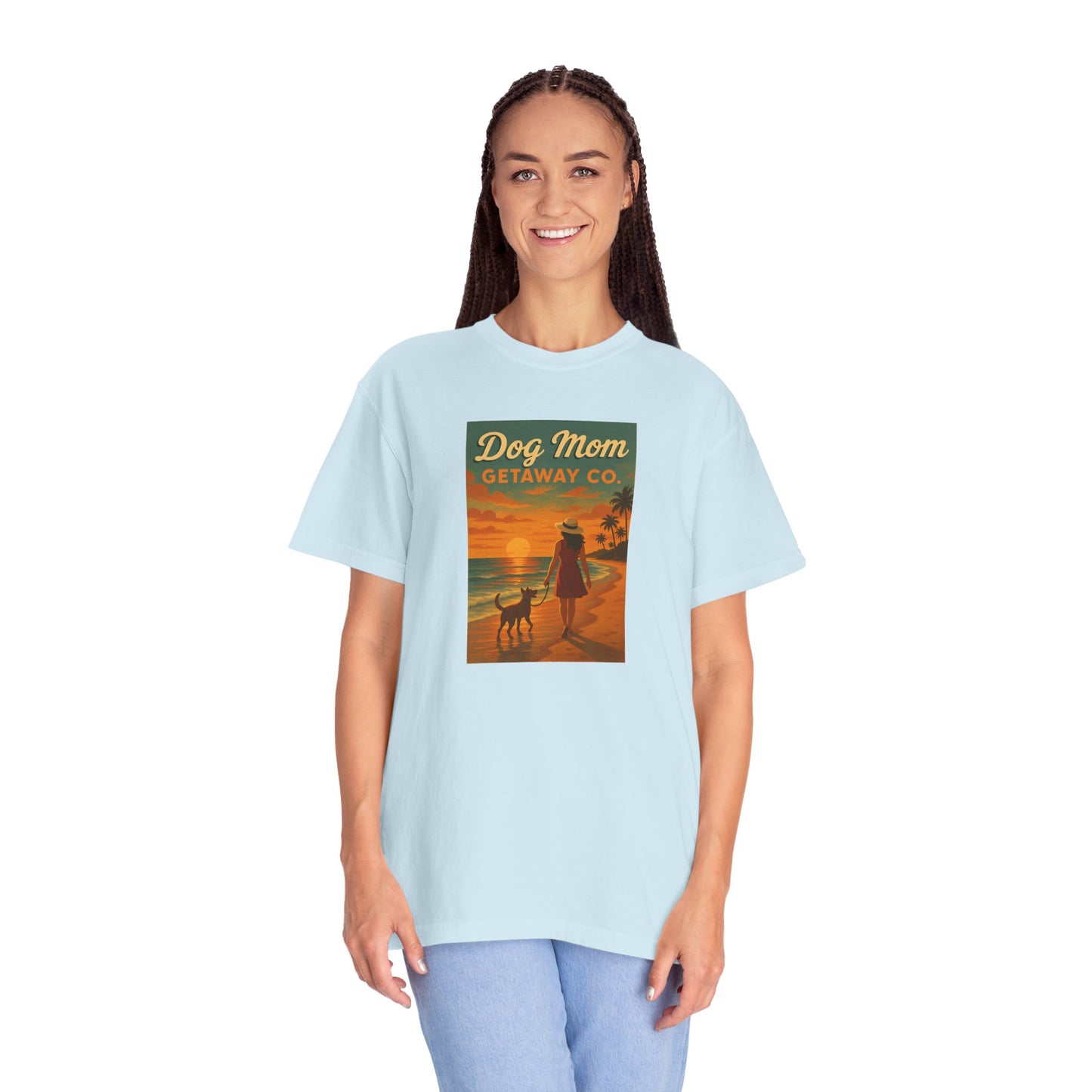 Dog Mom Sunset Tee, Unisex T-Shirt, Dog Lover Gift, Summer Vacation Shirt, Pet Parent Apparel, Casual Everyday Wear