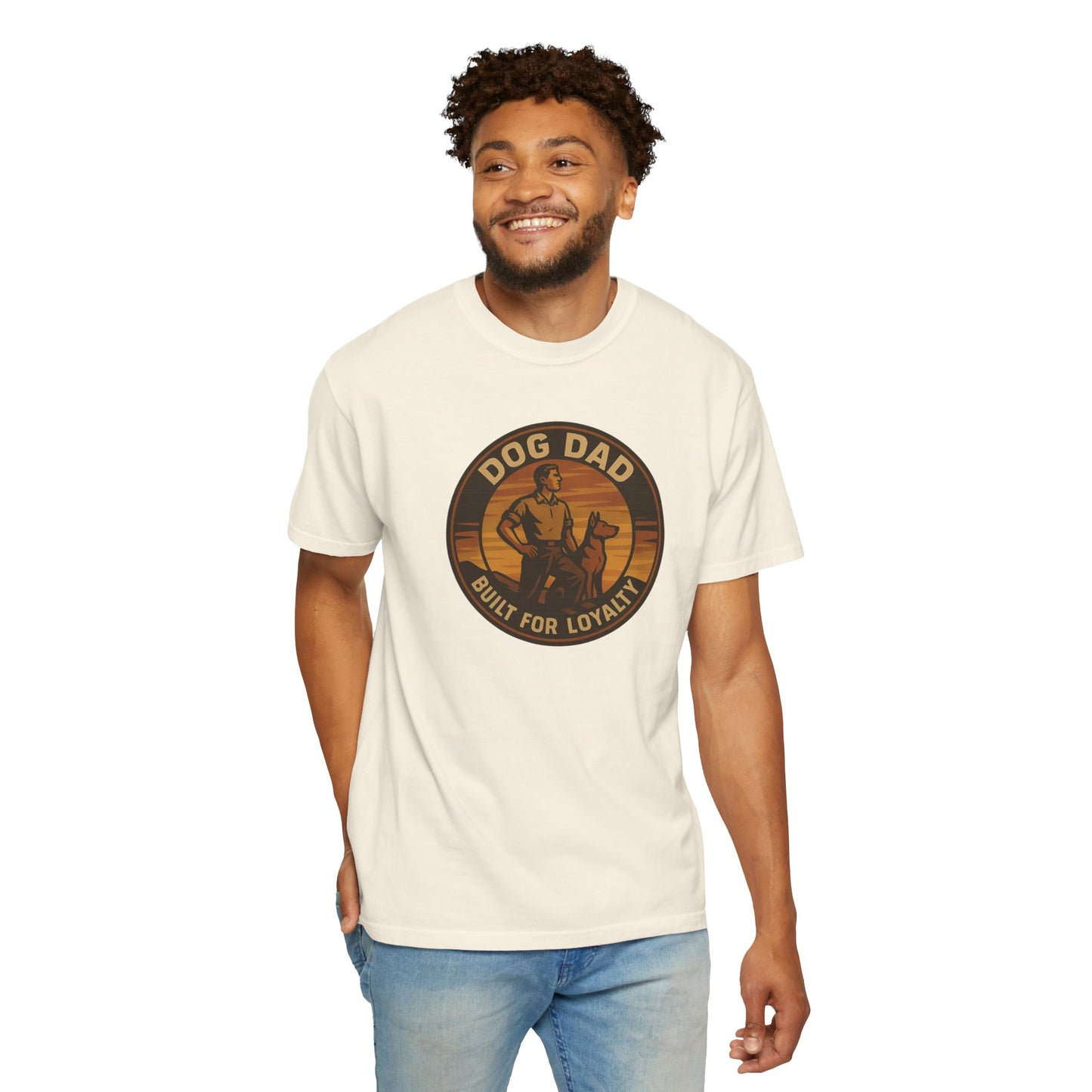 Dog Dad Garment-Dyed T-Shirt, Perfect for Pet Lovers, Gifts for Father's Day, Casual Wear, Outdoor Activities