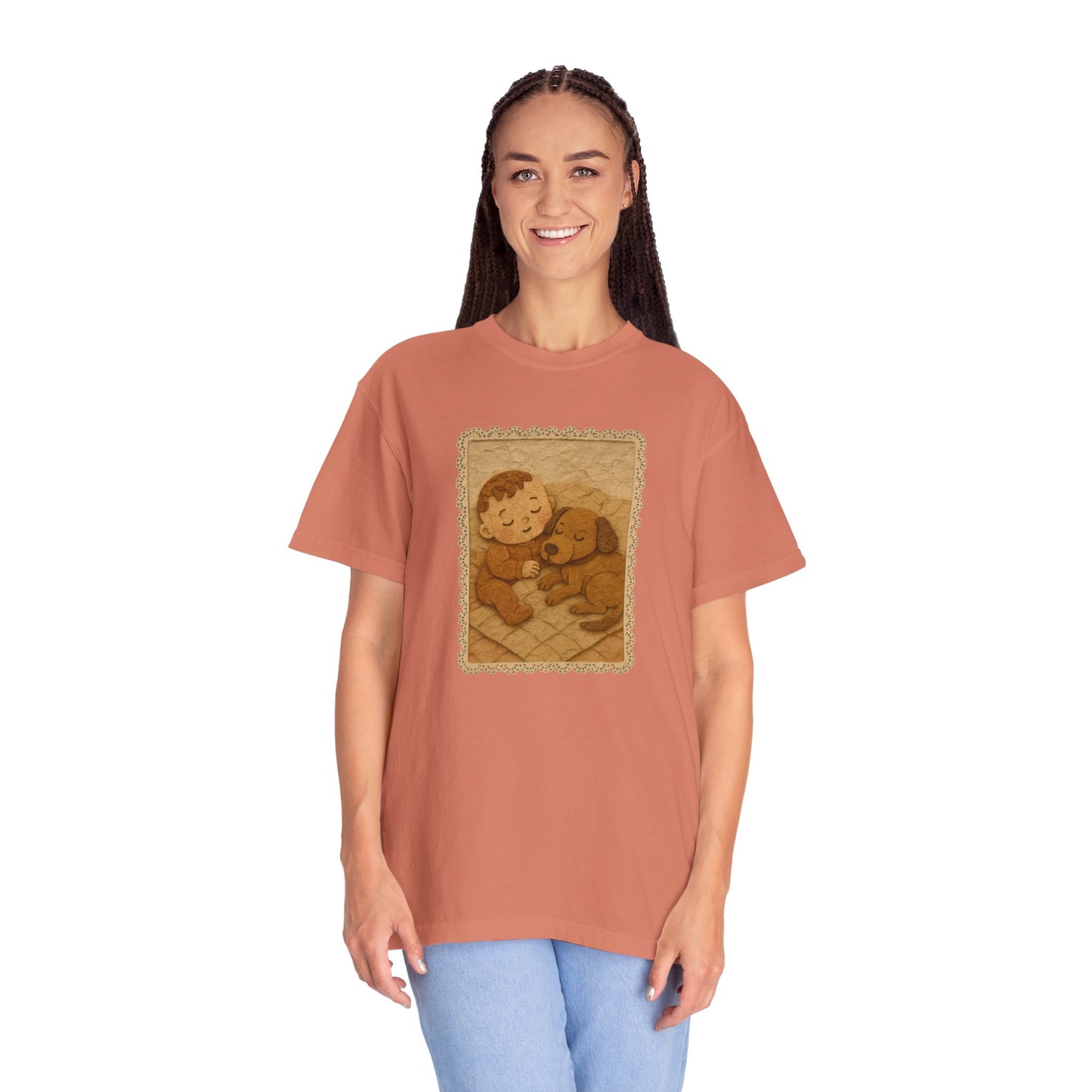 Cute Baby & Puppy Graphic Tee, Cozy Shirt for Dog Lovers and Parents, Gifts for Baby Showers, Birthdays, or Any Celebration