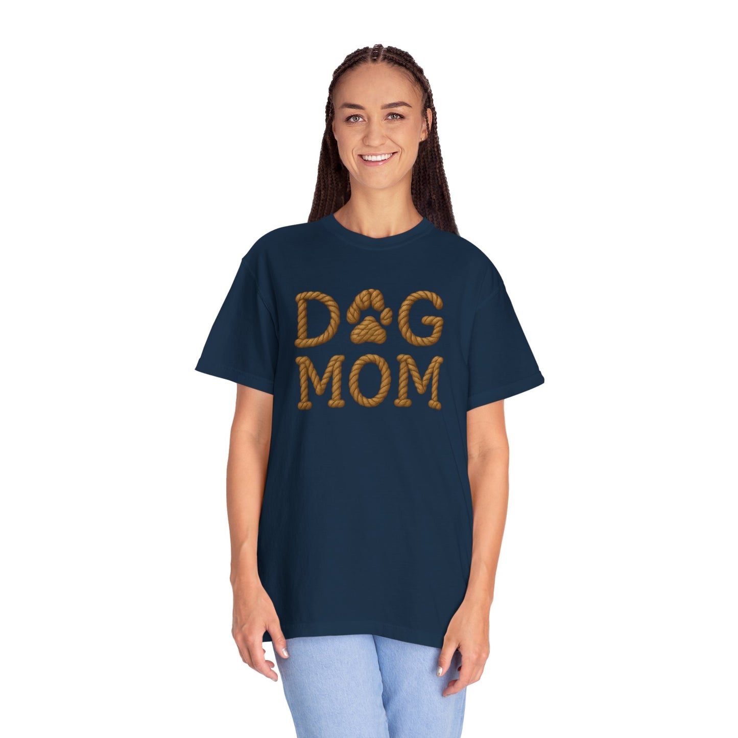 Dog Mom Garment-Dyed T-Shirt, Unisex Pet Lover Tee, Gift for Dog Owners, Casual Wear, Dog Themed Apparel, Animal Lover Clothing