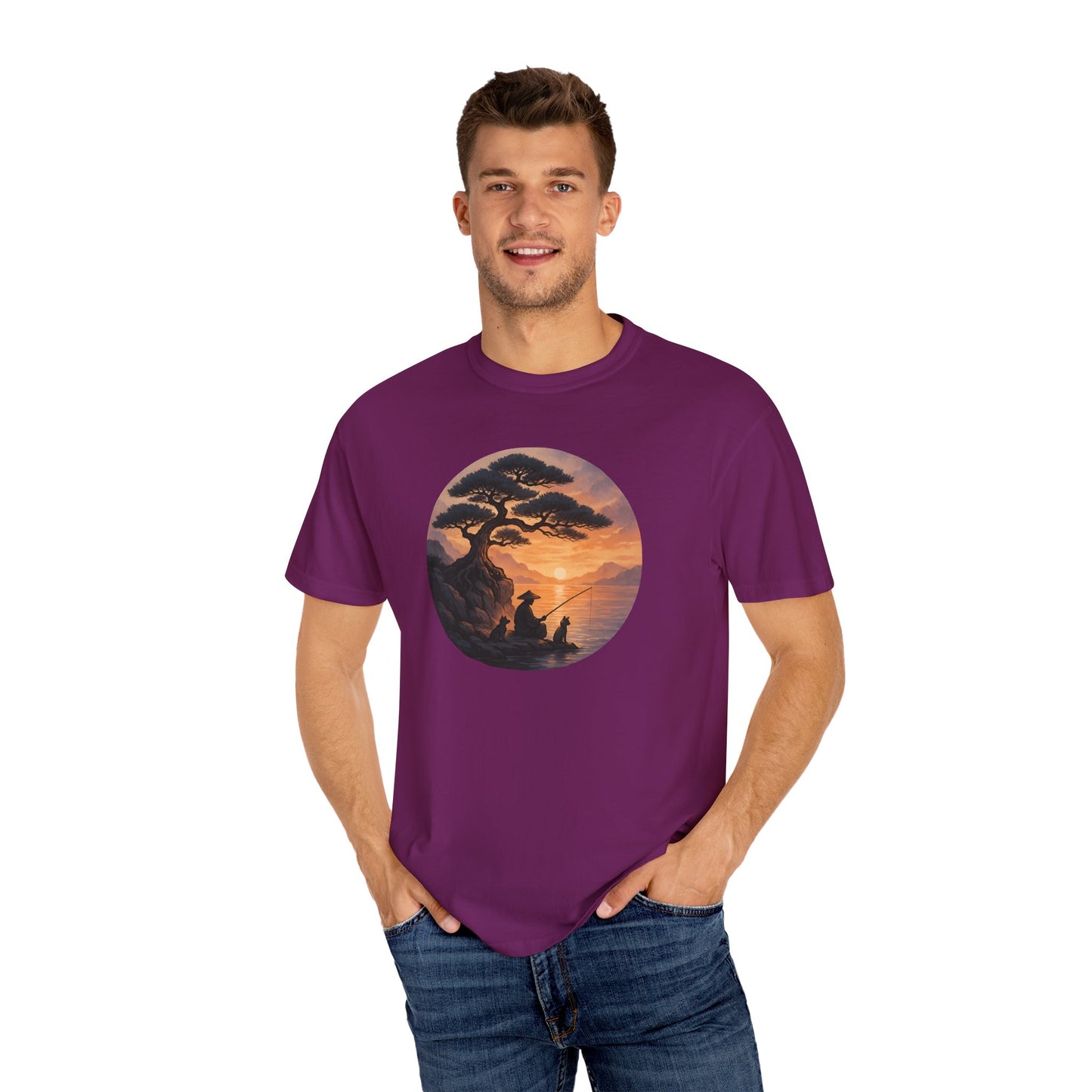 Vintage Sunset Fisherman Unisex T-shirt