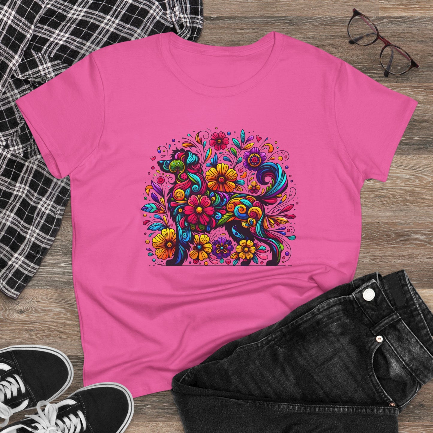 Women's Tee - Floral Dog Design