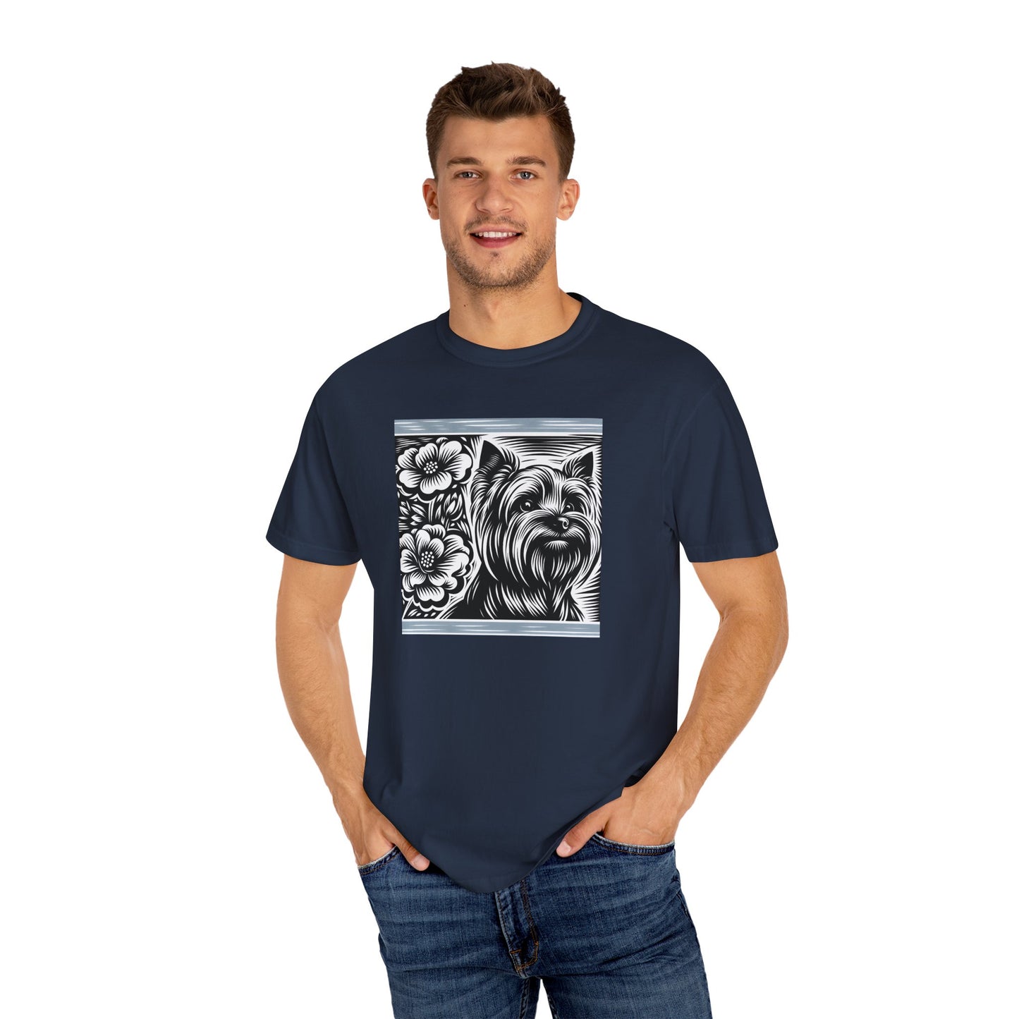 Cute Yorkie Floral T-Shirt for Dog Lovers