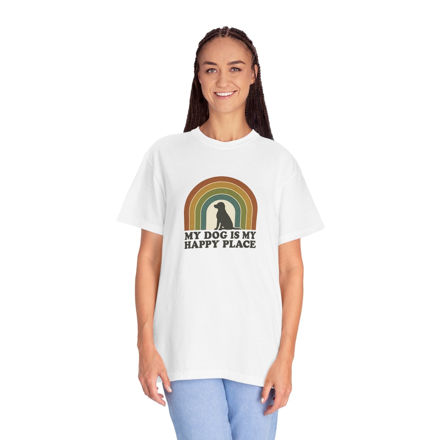 My Dog is My Happy Place T-Shirt, Unisex Pet Lover Shirt, Gift for Dog Moms, Animal Enthusiast Apparel, Cute Dog Parent Tee