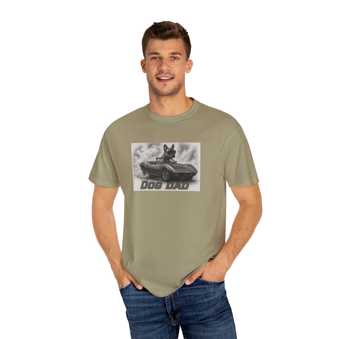 Dog Dad - French Bulldog - Cool Dogs in Cool Cars T-Shirt Collection | Funny Dog Lover Apparel for Men