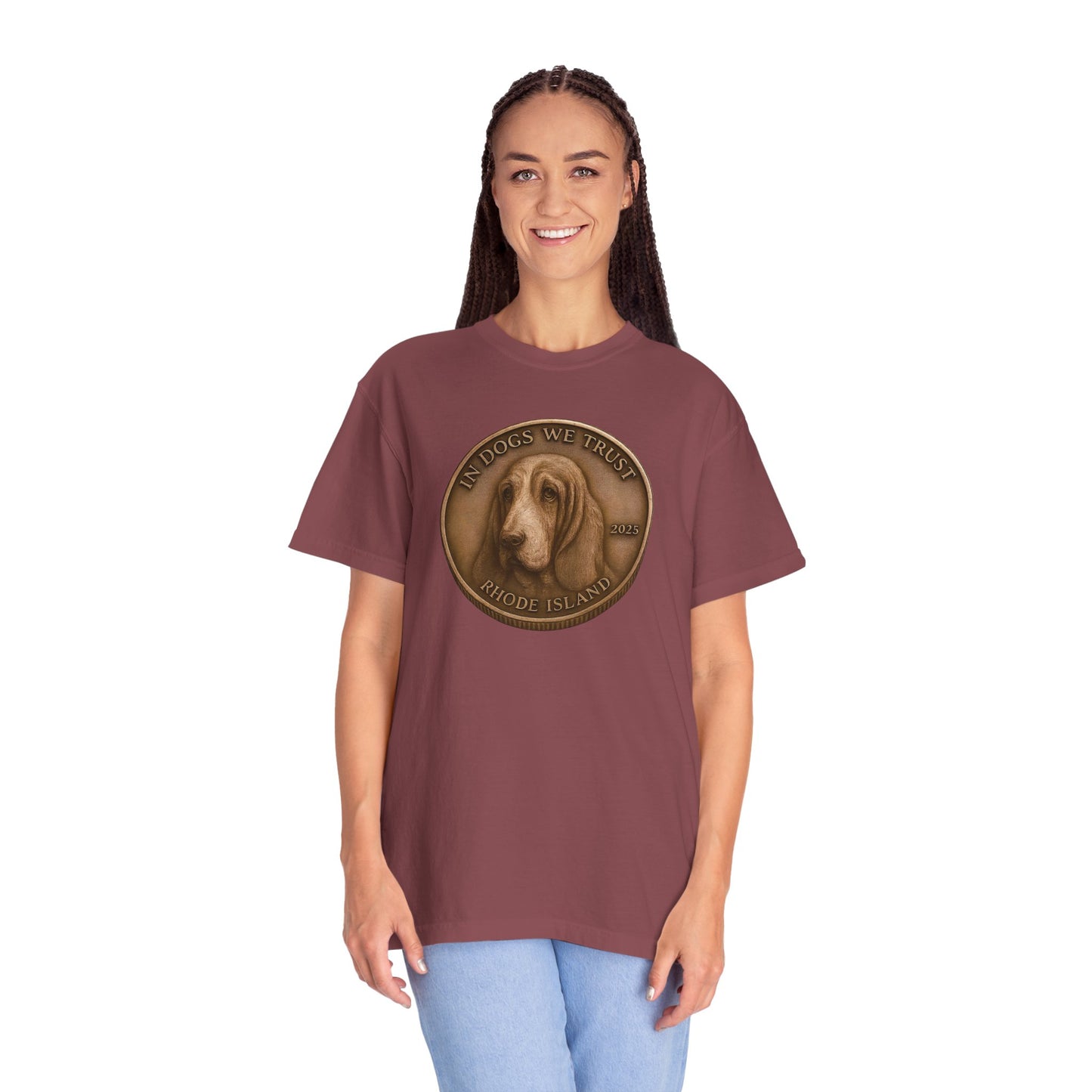 Rhode Island State Coin T-Shirt Collection - Proud Dog Breed Illustrations