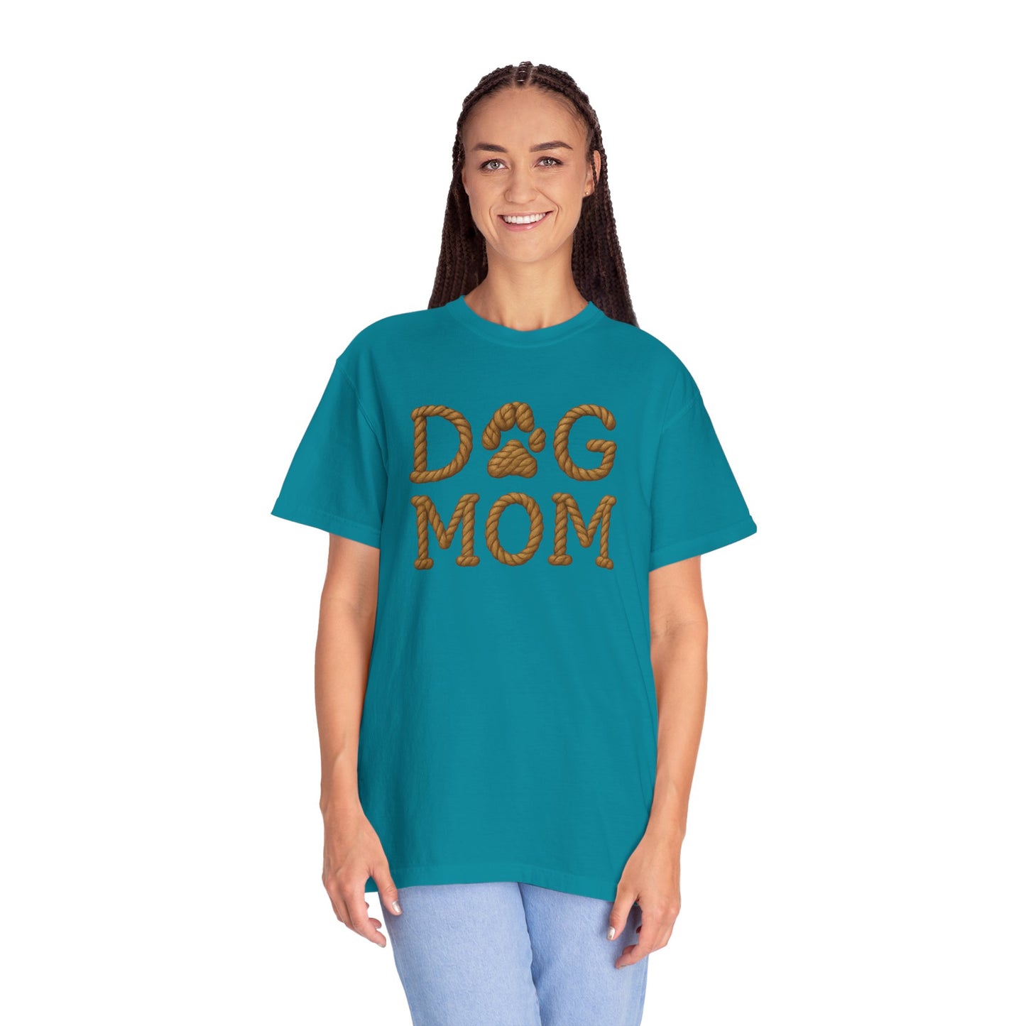 Dog Mom Garment-Dyed T-Shirt, Unisex Pet Lover Tee, Gift for Dog Owners, Casual Wear, Dog Themed Apparel, Animal Lover Clothing