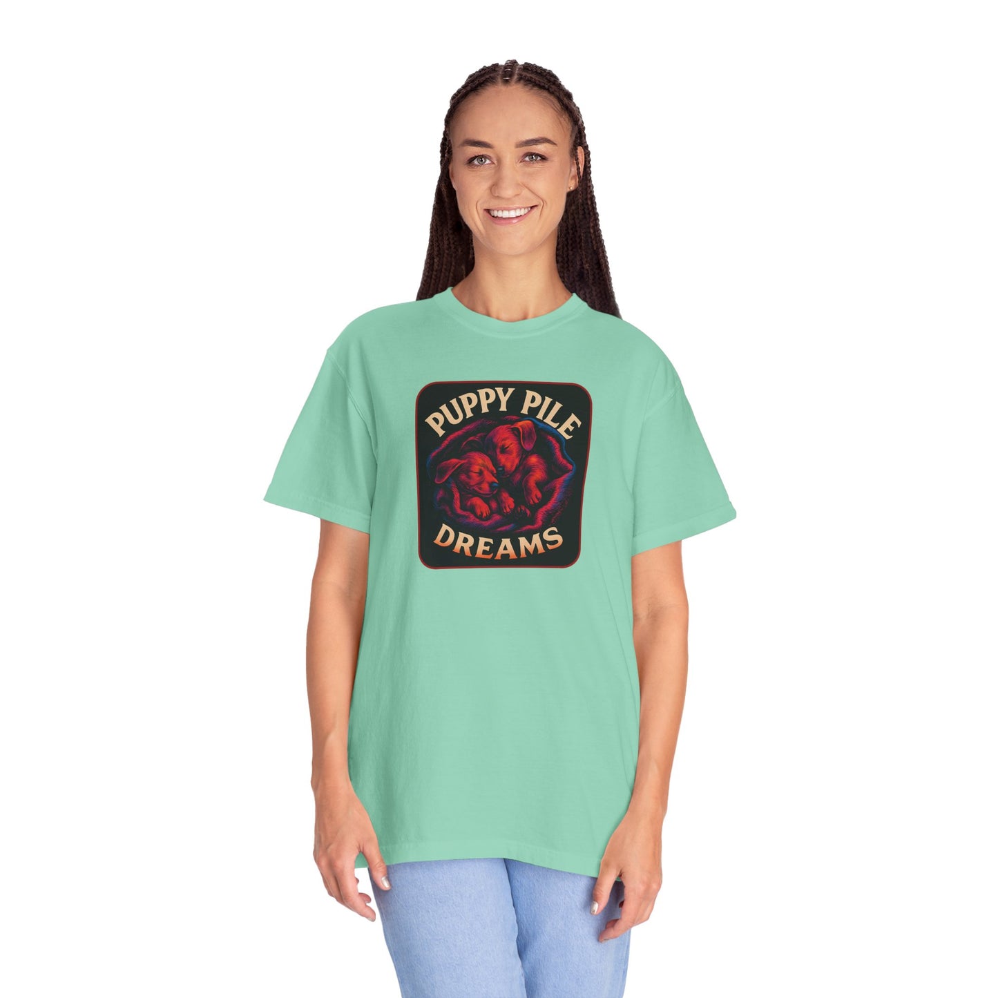 Puppy Pile Dreams T-Shirt, Unisex Tee, Dog Lover Gift, Casual Wear, Comfortable Cotton Shirt, Fun Animal Graphic Tee