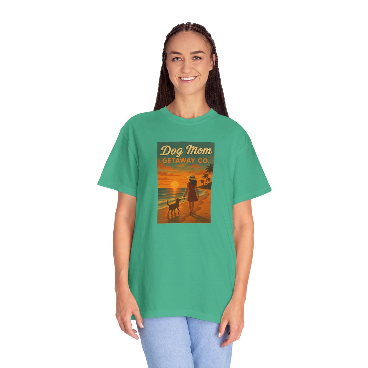 Dog Mom Sunset Tee, Unisex T-Shirt, Dog Lover Gift, Summer Vacation Shirt, Pet Parent Apparel, Casual Everyday Wear