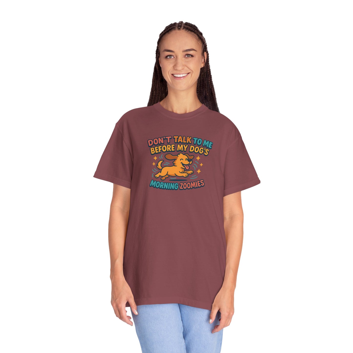 Dog Mom Unisex T-shirt - Don't Talk to Me Before My Dogs Morning Zoomies