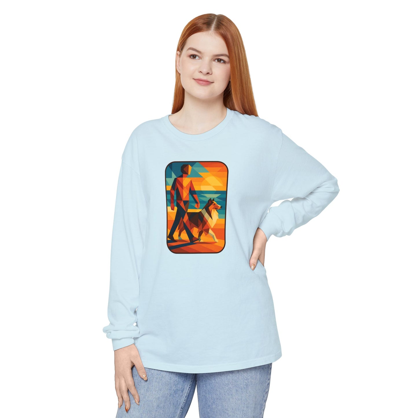 Vibrant Dog Walking Design, Unisex Shirt, Gift for Pet Lovers, Beach Vibe T-Shirt, Cozy Everyday Wear