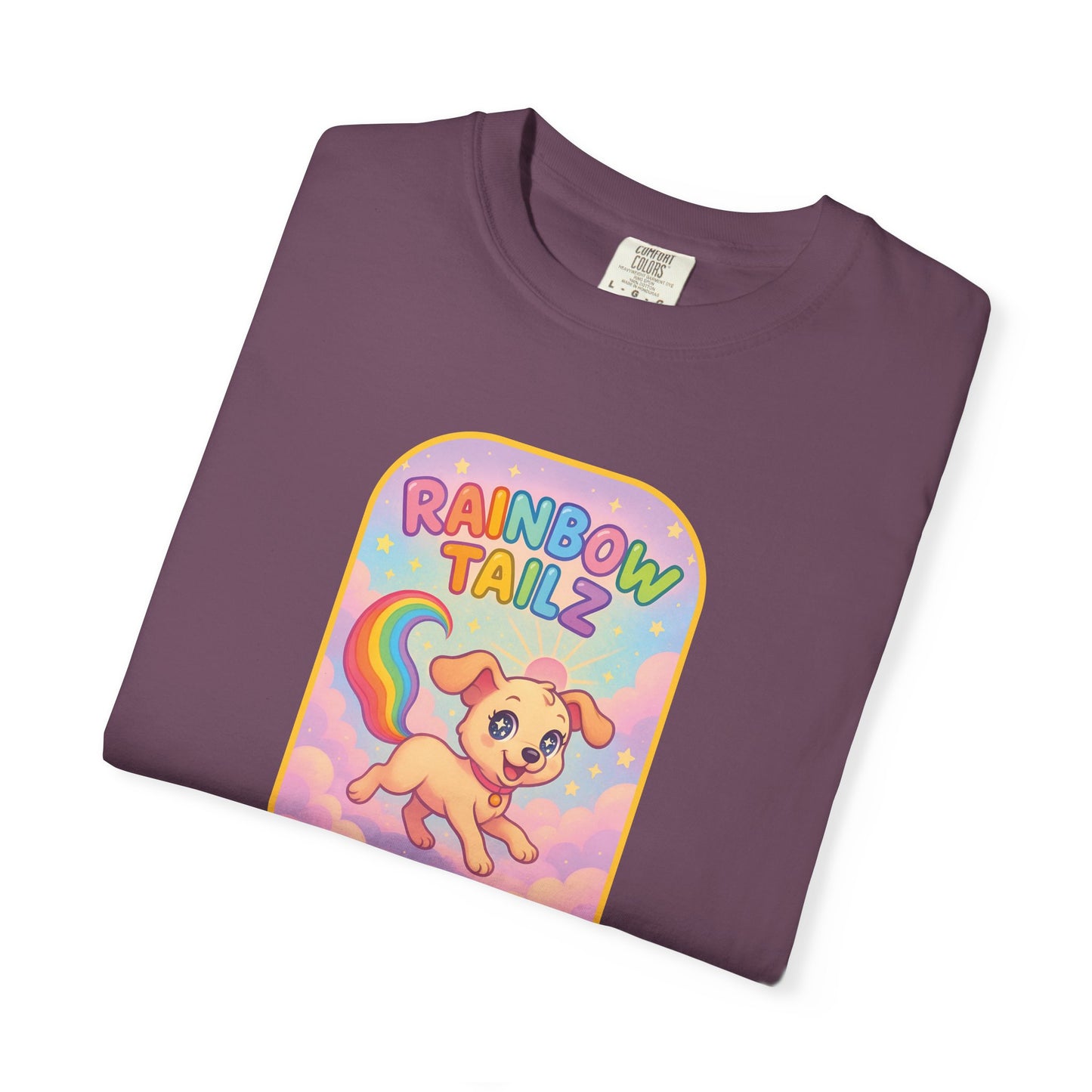 Cute Pet T-Shirt, Rainbow Tail Tee, Graphic Tee for Dog Lovers, Birthday Gift, Cozy Casual Wear, Mother's Day Gift