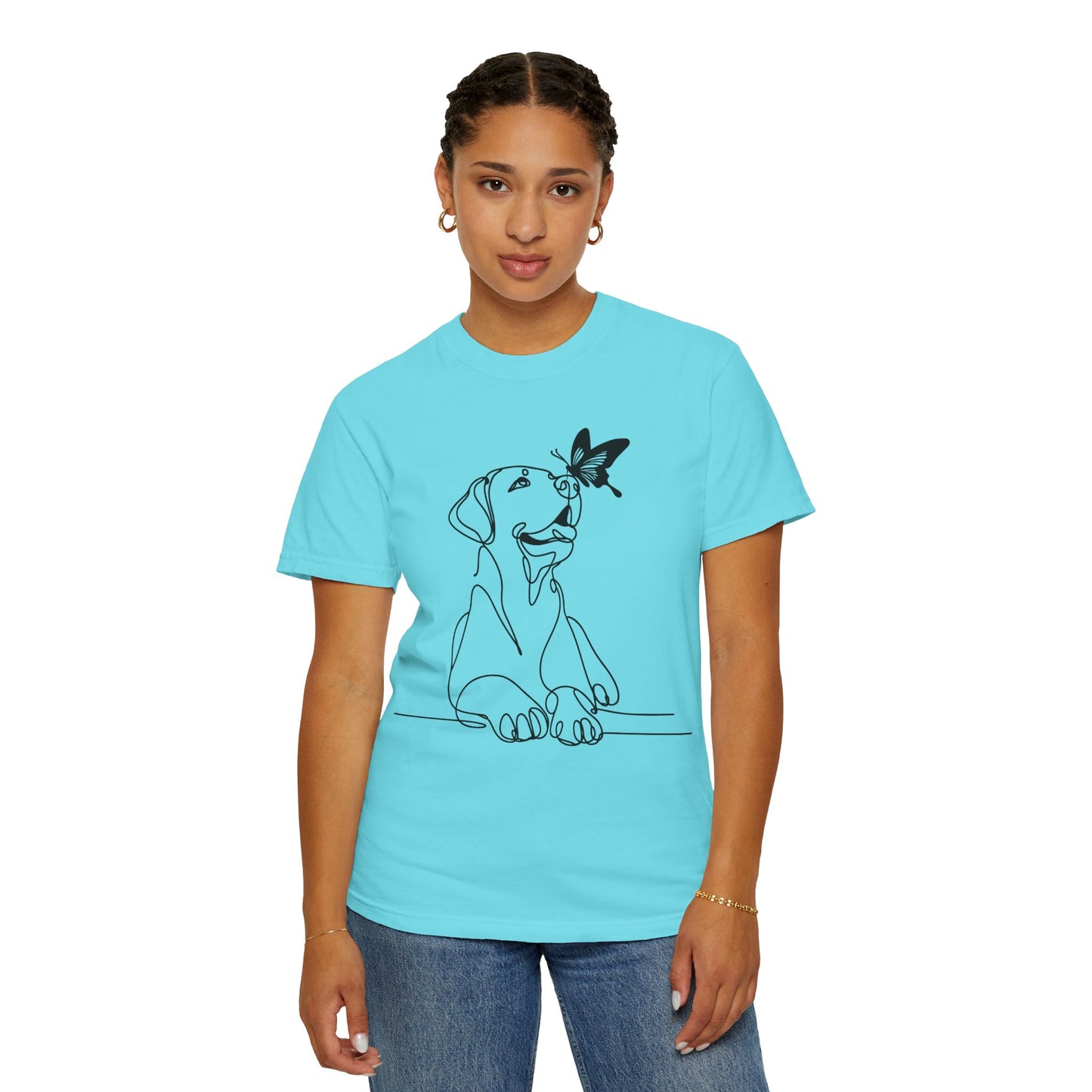 Adorable Dog and Butterfly T-Shirt, Cute Pet Tee, Dog Lover Gift, Casual Wear, Animal Lover Apparel, Birthday Gift for Dog Owners