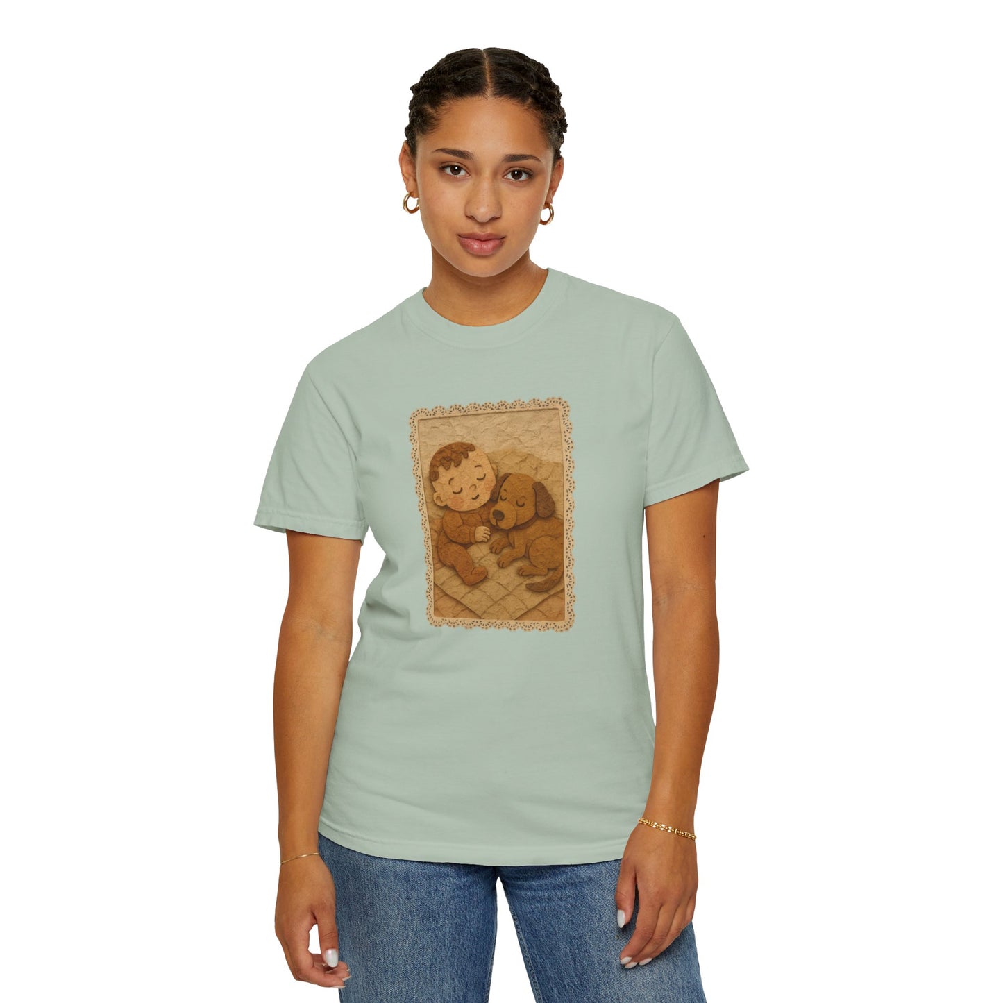 Cute Baby & Puppy Graphic Tee, Cozy Shirt for Dog Lovers and Parents, Gifts for Baby Showers, Birthdays, or Any Celebration
