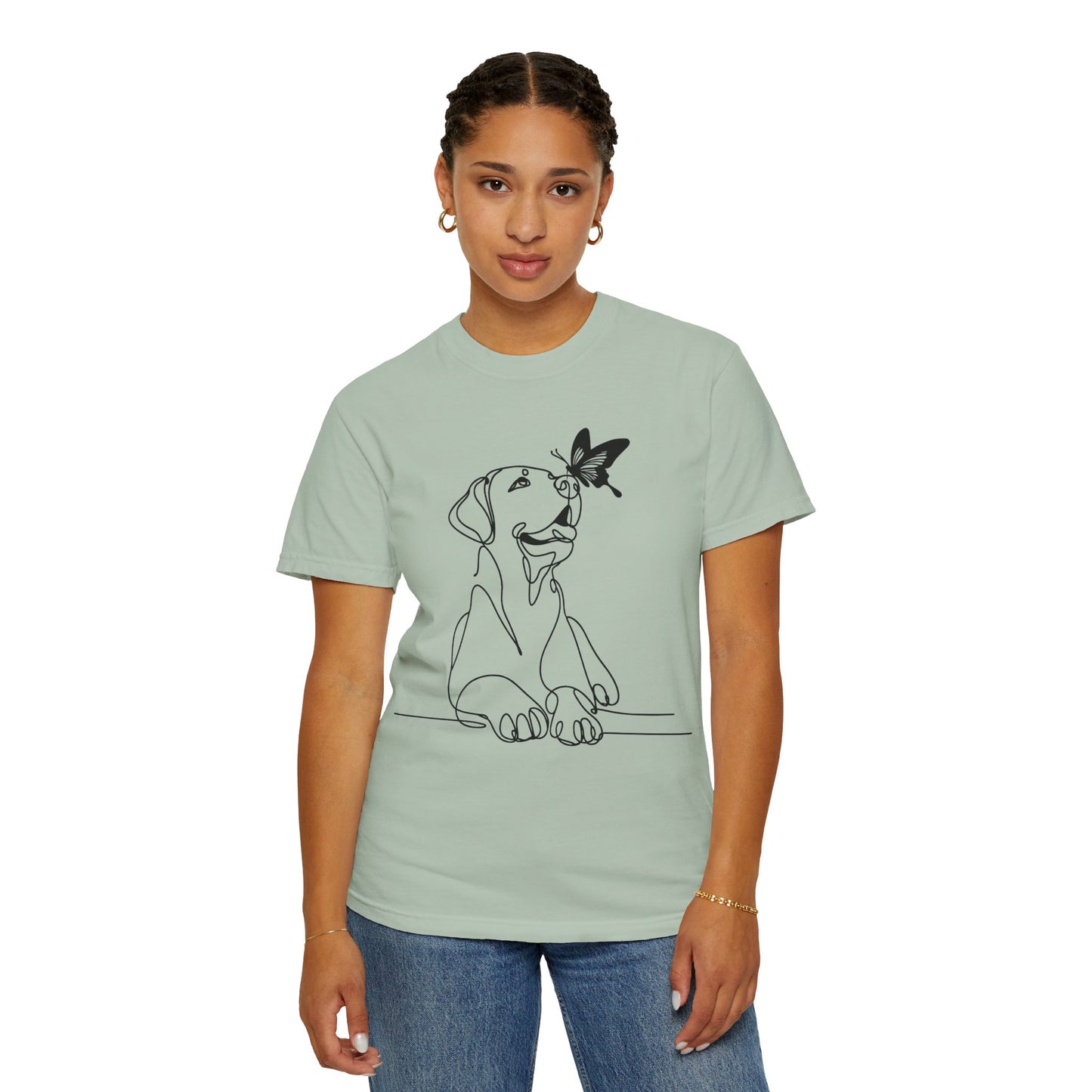 Adorable Dog and Butterfly T-Shirt, Cute Pet Tee, Dog Lover Gift, Casual Wear, Animal Lover Apparel, Birthday Gift for Dog Owners