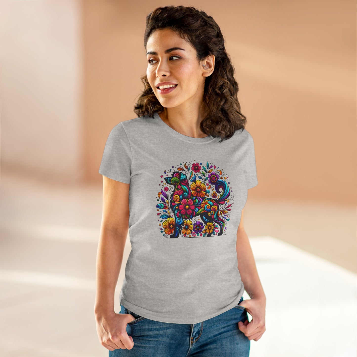 Women's Tee - Floral Dog Design