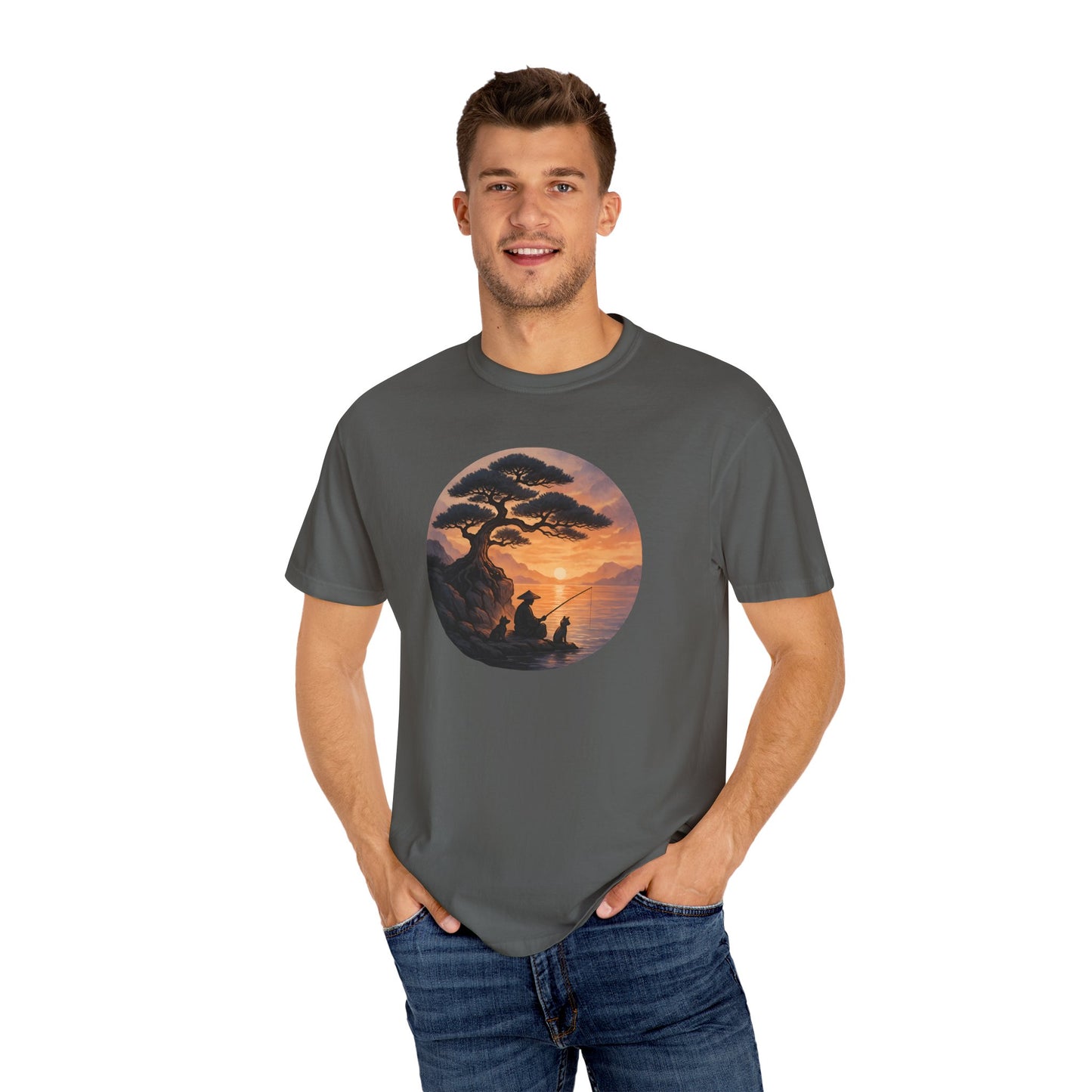 Vintage Sunset Fisherman Unisex T-shirt
