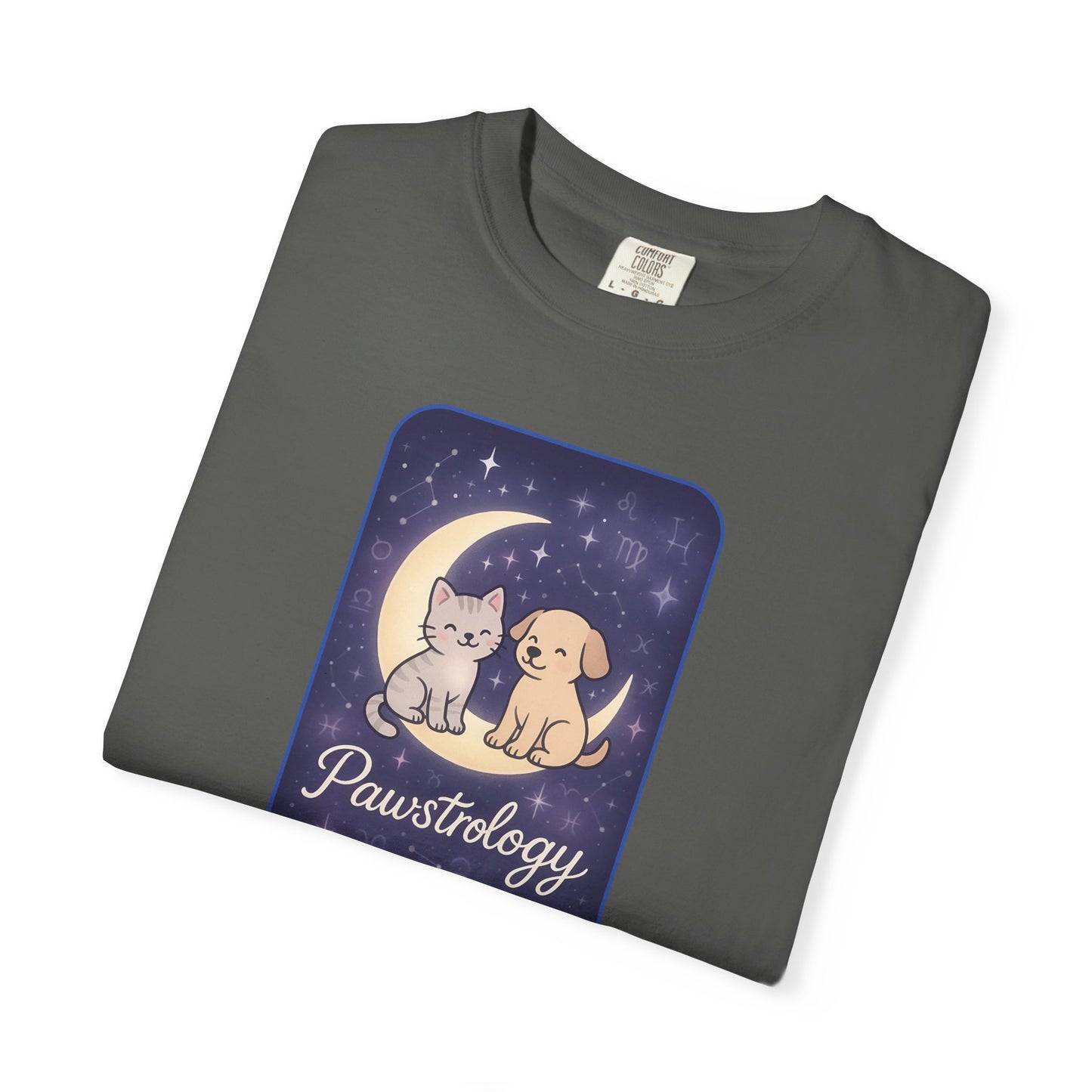 Pawstrology Graphic T-shirt, Cute Pet Astrology Tee, Unisex Animal Lover Shirt, Gifts for Cat Dog Owners, Celestial Pet Apparel