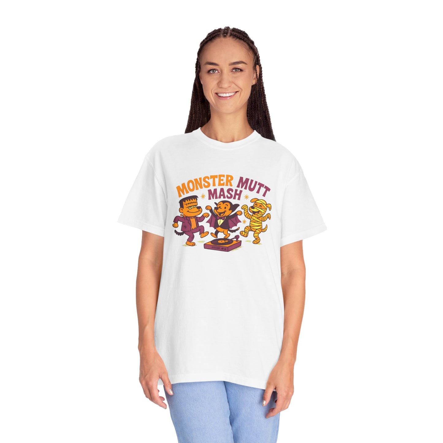 Monster Mutt Mash T-Shirt, Unisex Halloween Tee, Fun Graphic Tee for Pet Lovers, Cute Dog Shirt, Spooky Season Apparel