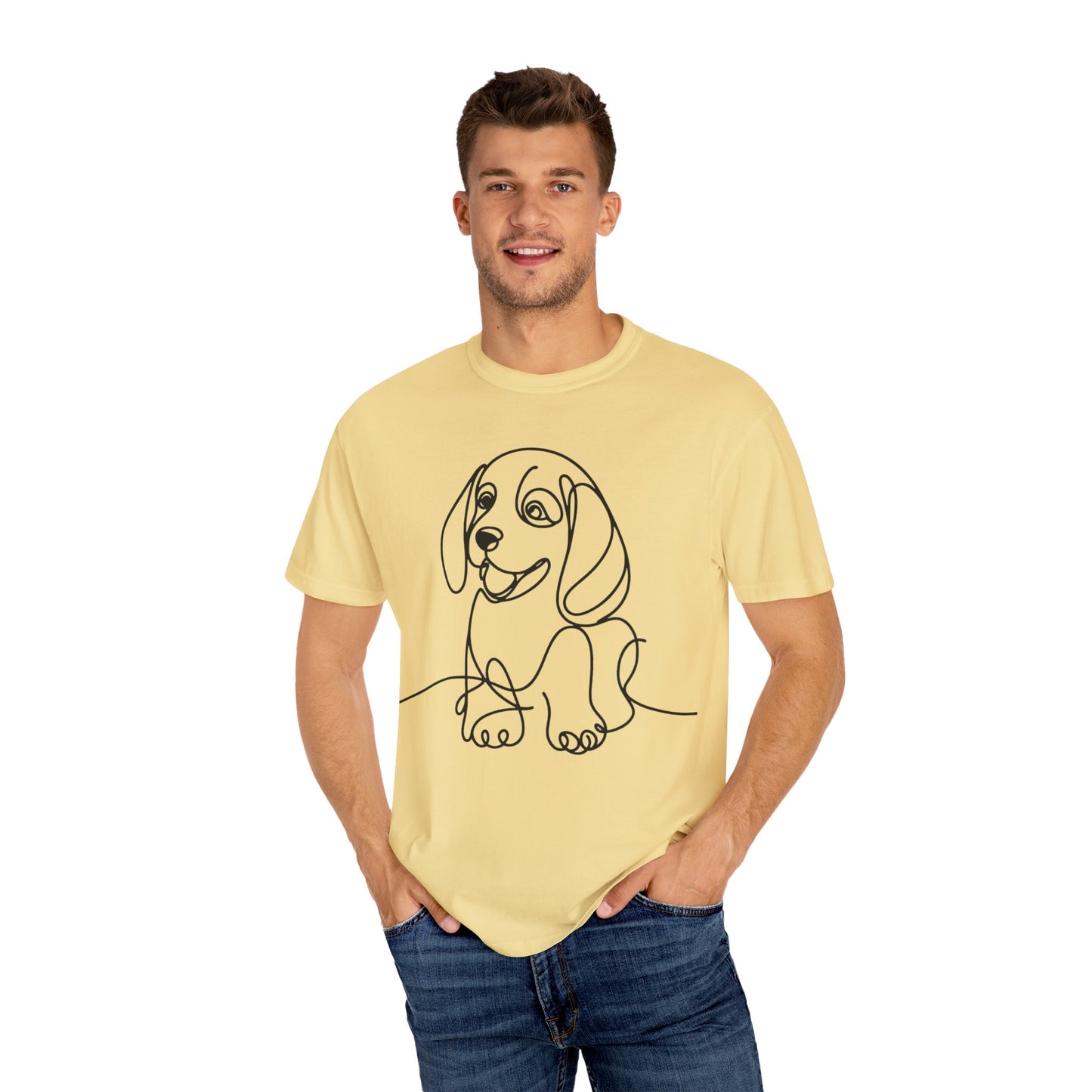 I๐ถ Nose First โ Minimalist Beagle Line Art Tee - Cute Dog Line Art Unisex T-Shirt