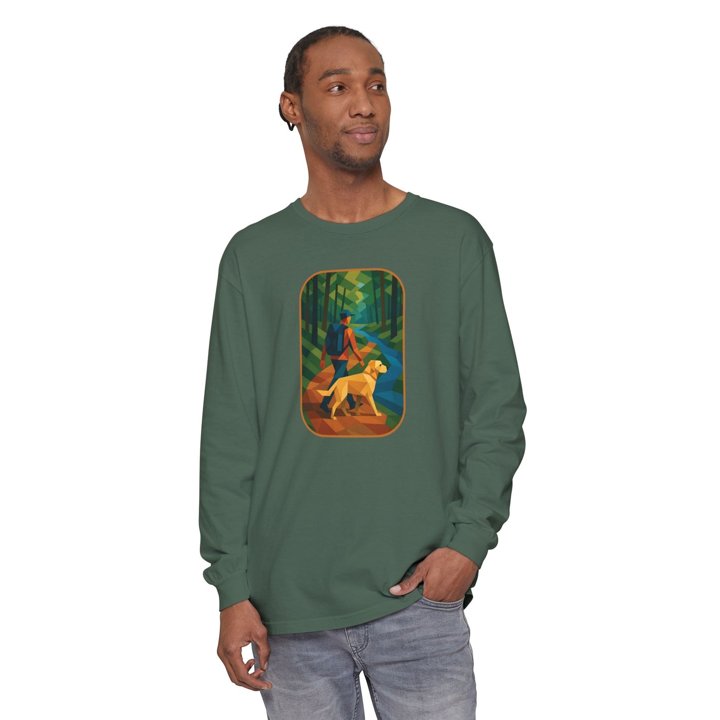 Scenic Dog Walk Design | Casual Comfort, Gift for Dog Lovers, Nature Enthusiasts, Cozy Outfit, Eco-Friendly Wear