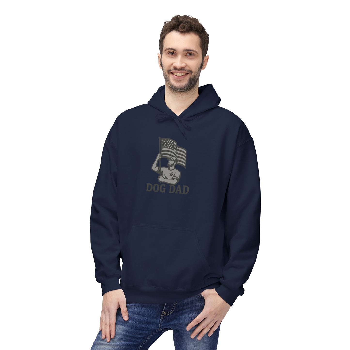 Dog Dad Fleece Hoodie, Unisex Softstyle Hooded Sweatshirt, Perfect Gift for Dog Lovers, Comfortable and Stylish