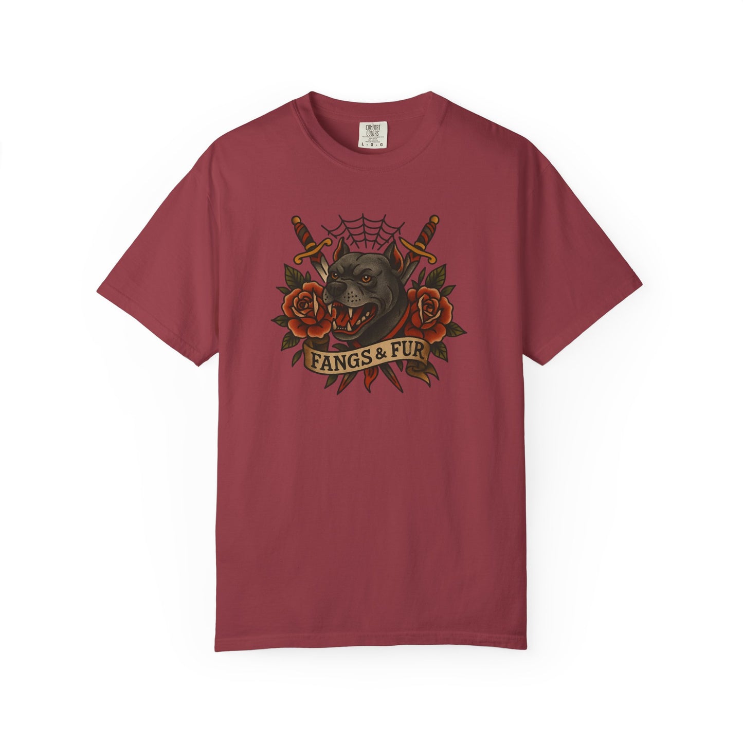 Fangs & Fur Unisex T-Shirt, Gothic Tee, Halloween Apparel, Alternative Fashion, Cat & Rose Design, Graphic T-Shirt