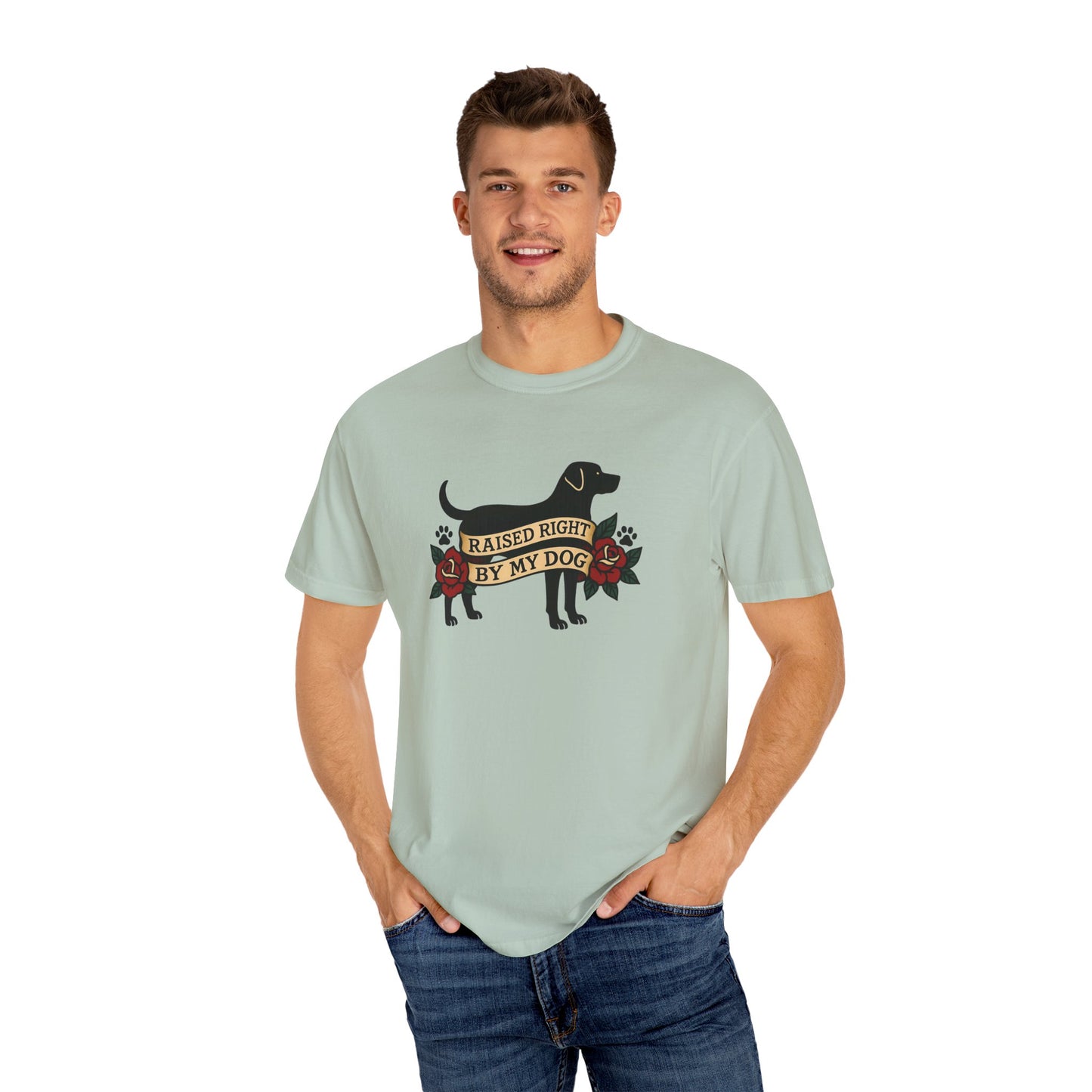 Raised Right by My Dog Tee, Unisex Pet-Themed Apparel, Gift for Dog Owners, Cute Canine Shirt