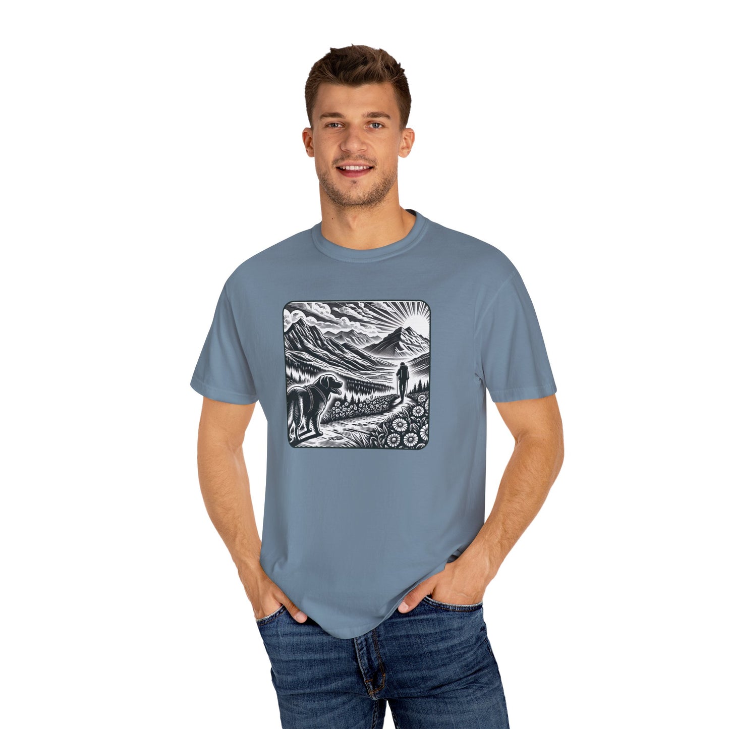 Hiker Unisex Garment-Dyed T-Shirt with Nature Design - Perfect for Outdoor Lovers
