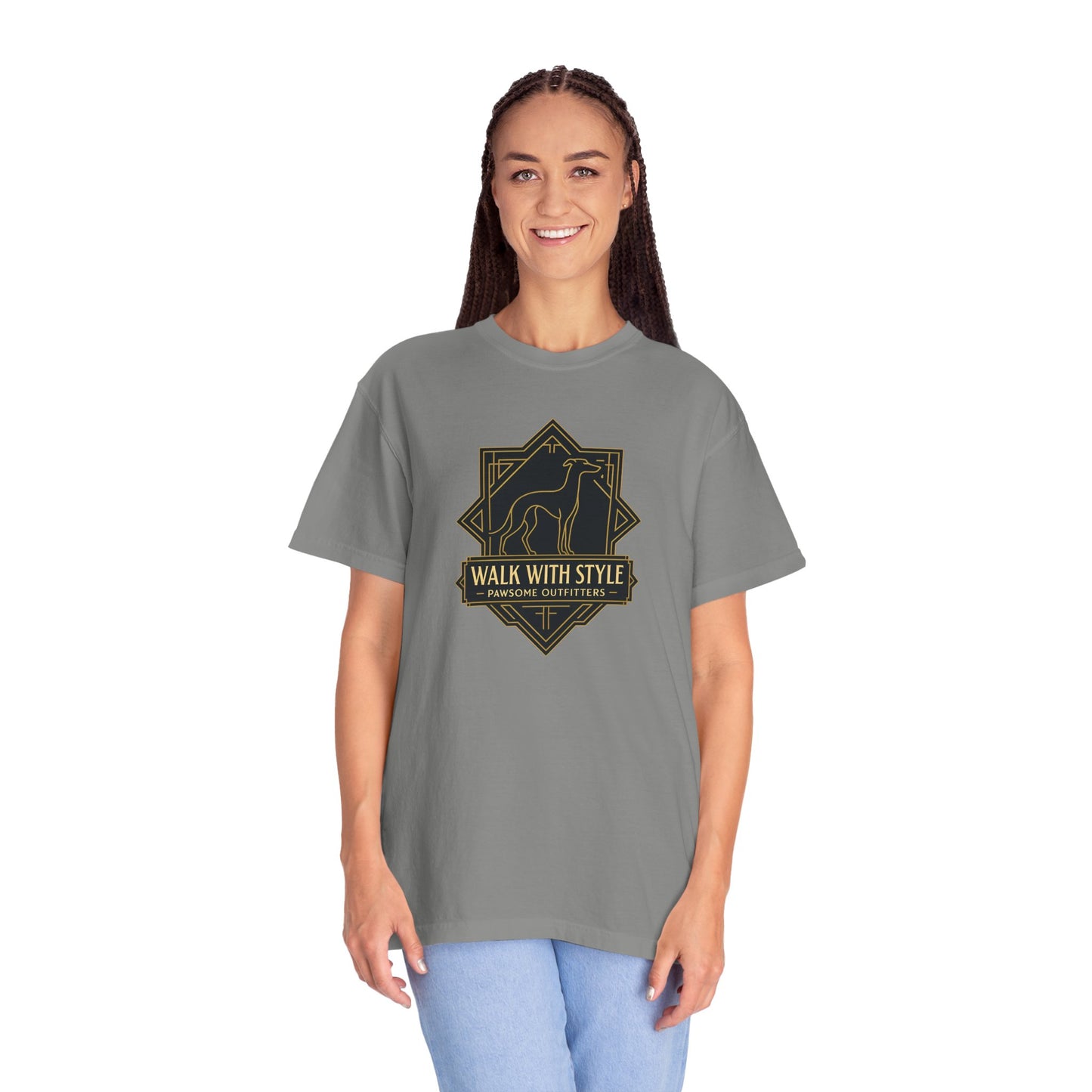 Stylish Unisex Tee - Walk with Style Graphic Shirt, Casual Wear, Gift for Dog Lovers, Relaxed Fit, Everyday Comfort