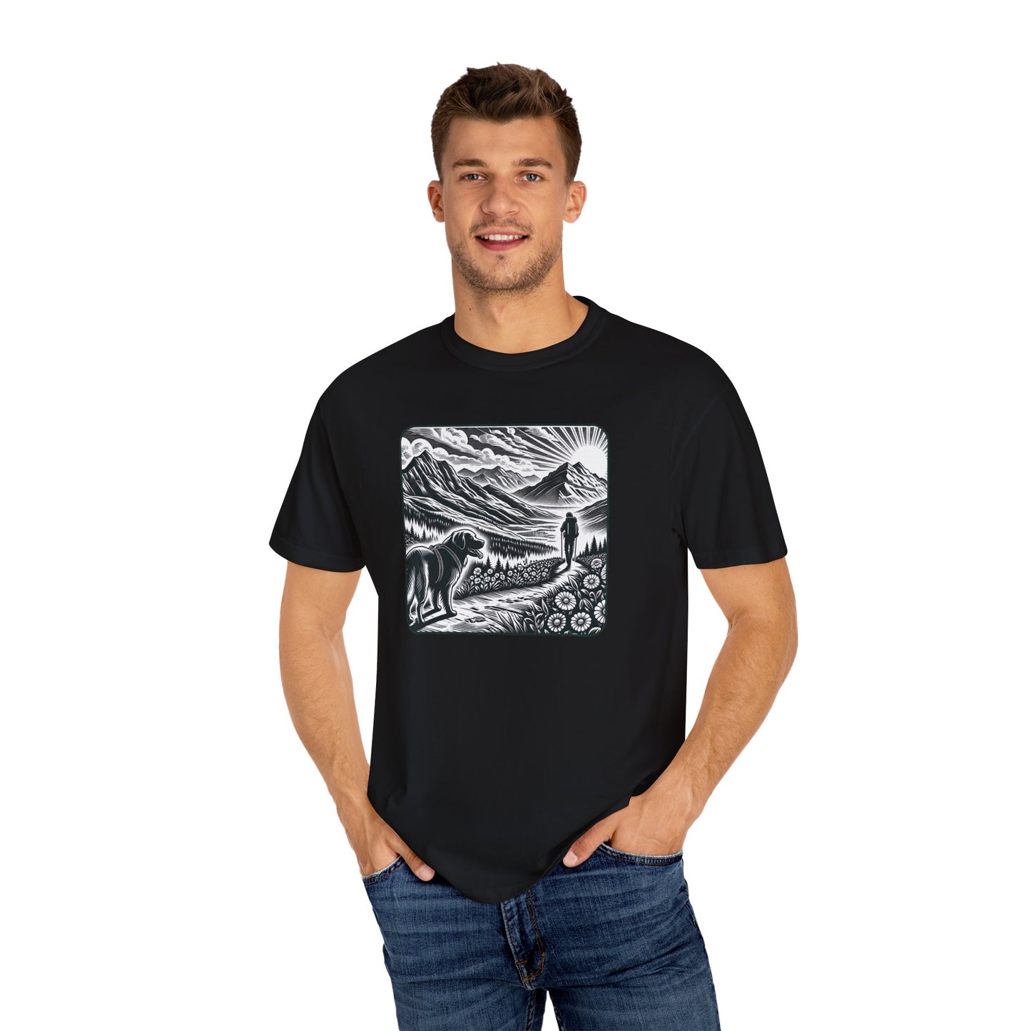 Hiker Unisex Garment-Dyed T-Shirt with Nature Design - Perfect for Outdoor Lovers