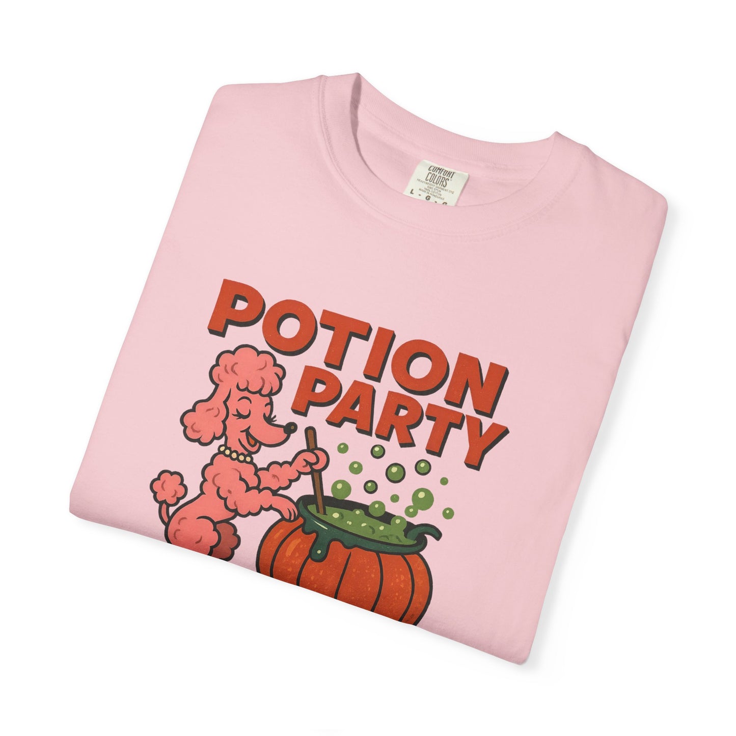 Potion Party Unisex Garment-Dyed T-Shirt | Fun Dog Design, Halloween Tee, Gift for Pet Lovers, Party Shirt, Cute Fall Top