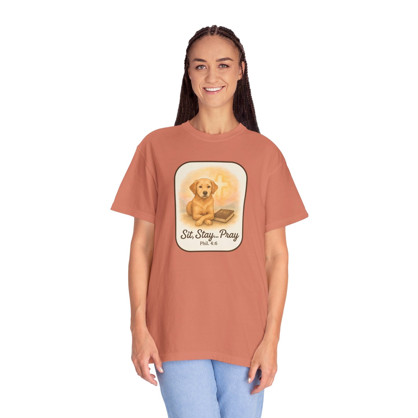 Faith-Inspired Dog Lovers T-Shirt, Unisex Tee, Gift for Pet Owners, Friendship Apparel, Casual Church Wear, Stay Pray Dog Design