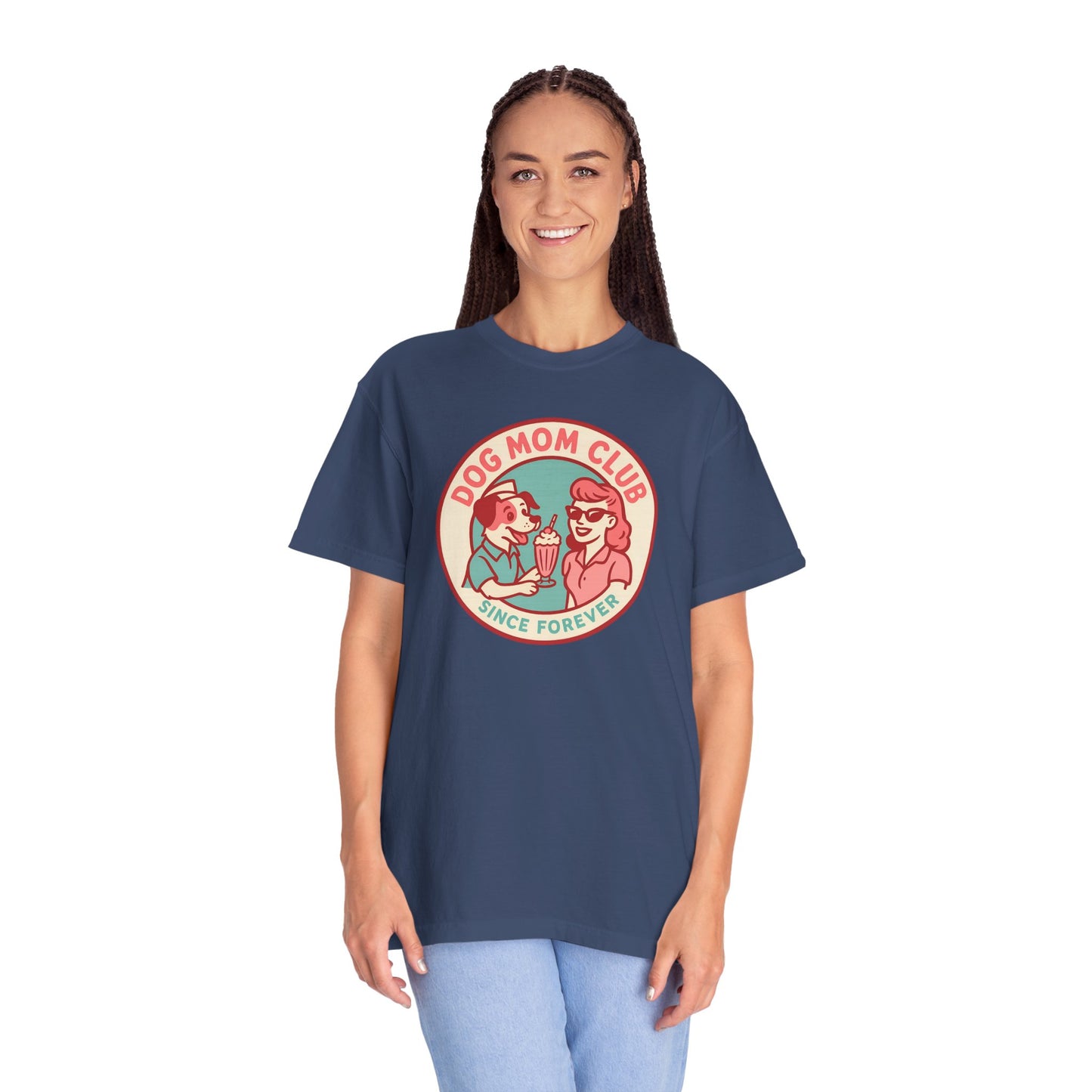 Dog Mom Club Garment-Dyed Tee | Casual Women's T-Shirt | Pet Lover Gift | Dog Mom Apparel | Cute Animal Lover Shirt