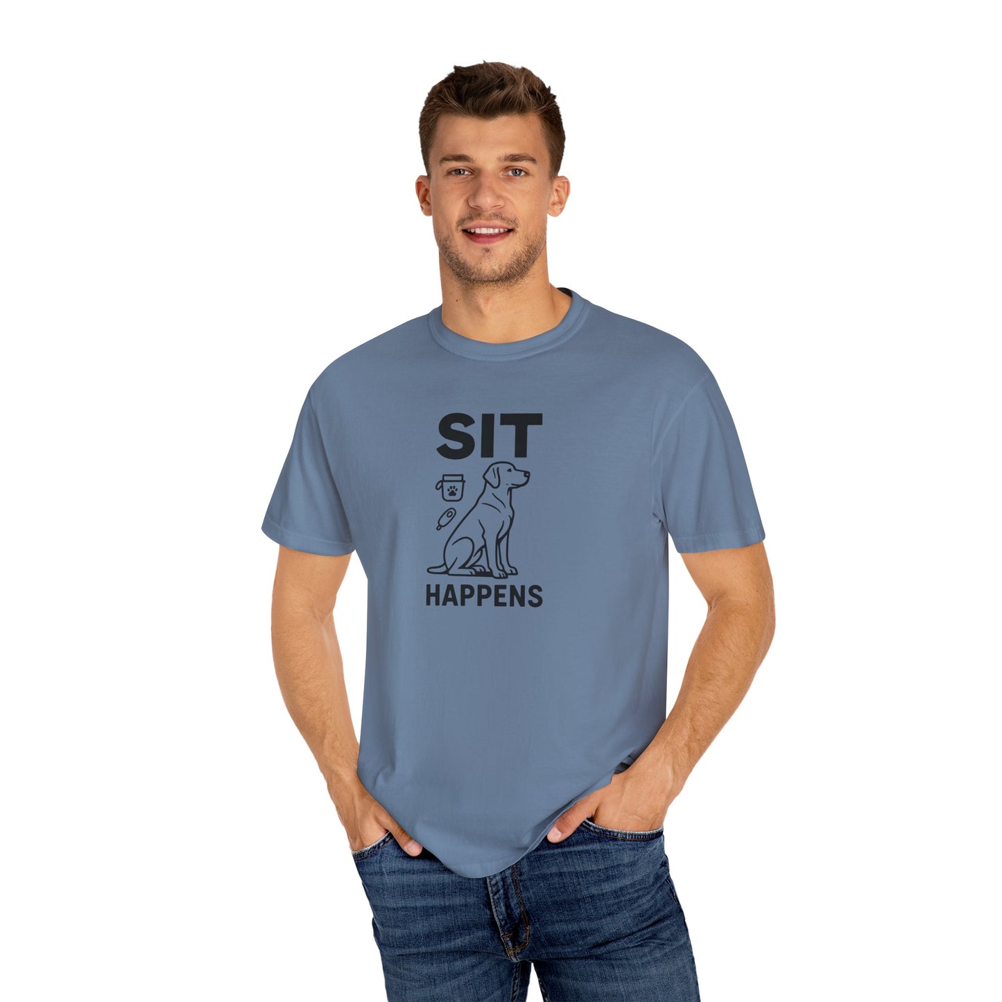 Dog Lovers Unisex T-Shirt - 'Sit Happens' Graphic Tee, Gift for Dog Owners, Pet Lovers, Casual Wear, Funny Dog Shirt