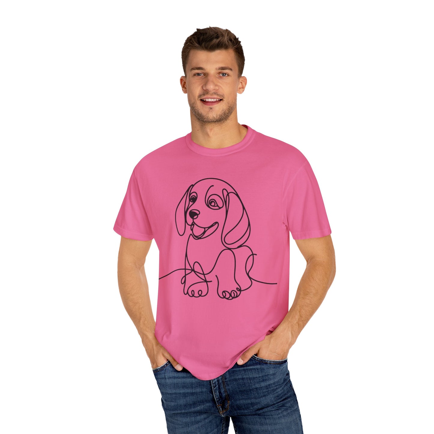 I๐ถ Nose First โ Minimalist Beagle Line Art Tee - Cute Dog Line Art Unisex T-Shirt