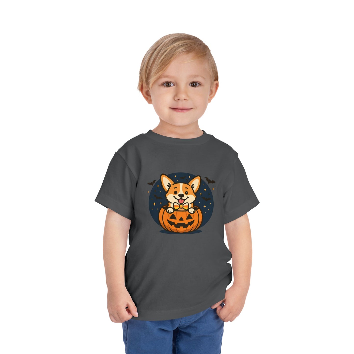 Adorable Halloween Corgi Toddler Tee, Kids Halloween Shirt, Corgi Pumpkin T-Shirt, Toddler Costume Tee, Party Outfit