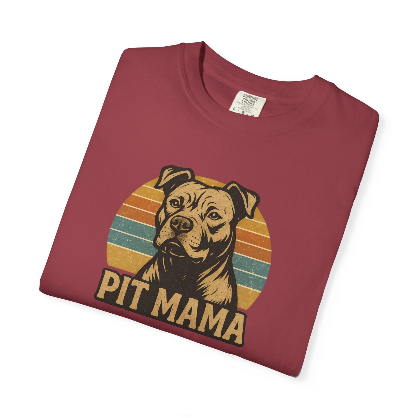 Retro Pit Mama T-Shirt | Garment-Dyed Tee for Dog Lovers | Perfect for Casual Wear, Gifts, Birthdays, Pet Celebrations, Dog Adoption Events