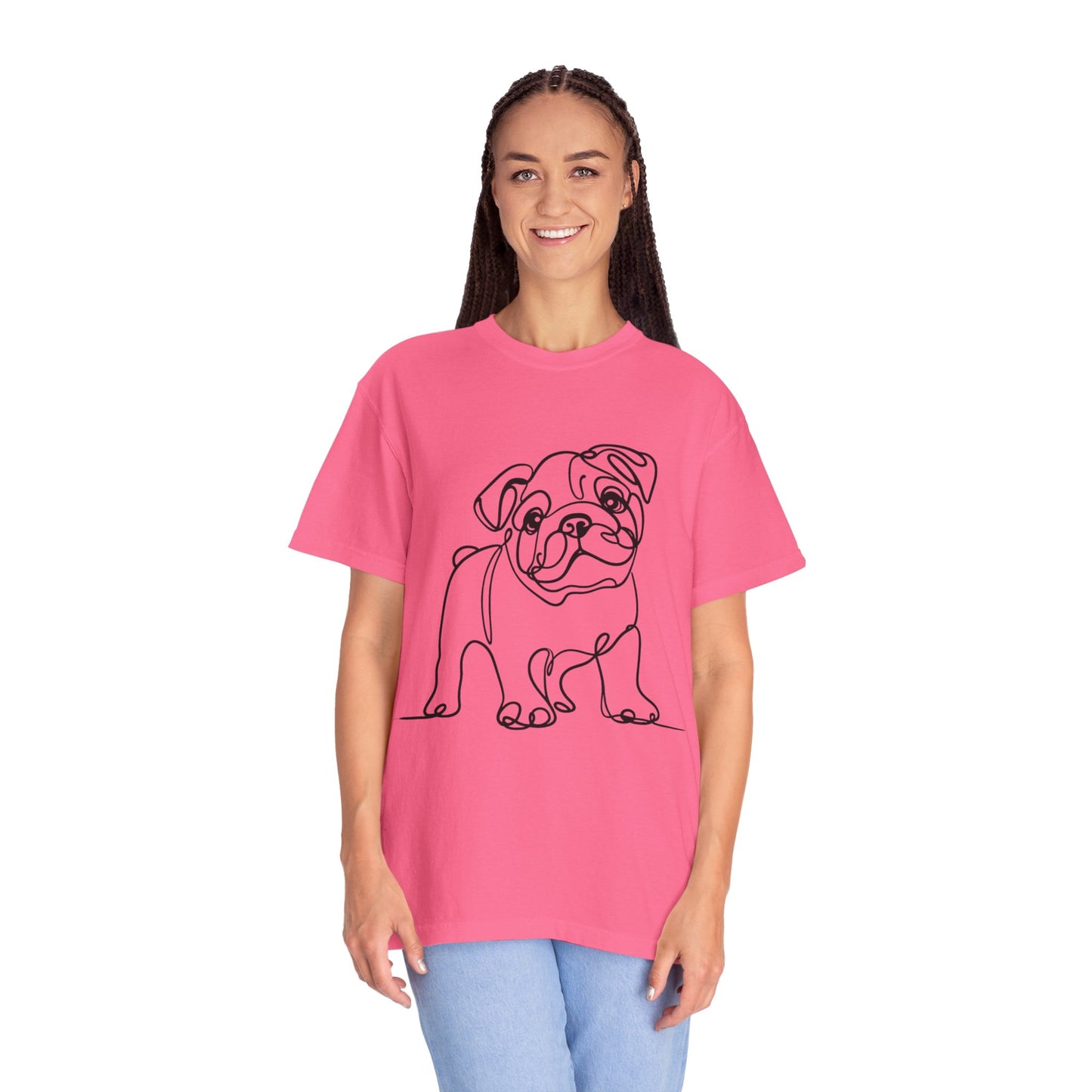 Unisex Garment-Dyed T-shirt with Minimalist Bulldog Design