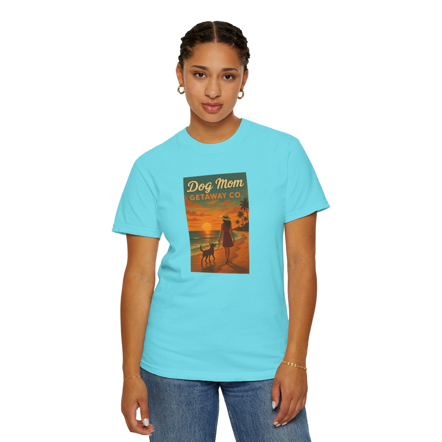 Dog Mom Sunset Tee, Unisex T-Shirt, Dog Lover Gift, Summer Vacation Shirt, Pet Parent Apparel, Casual Everyday Wear