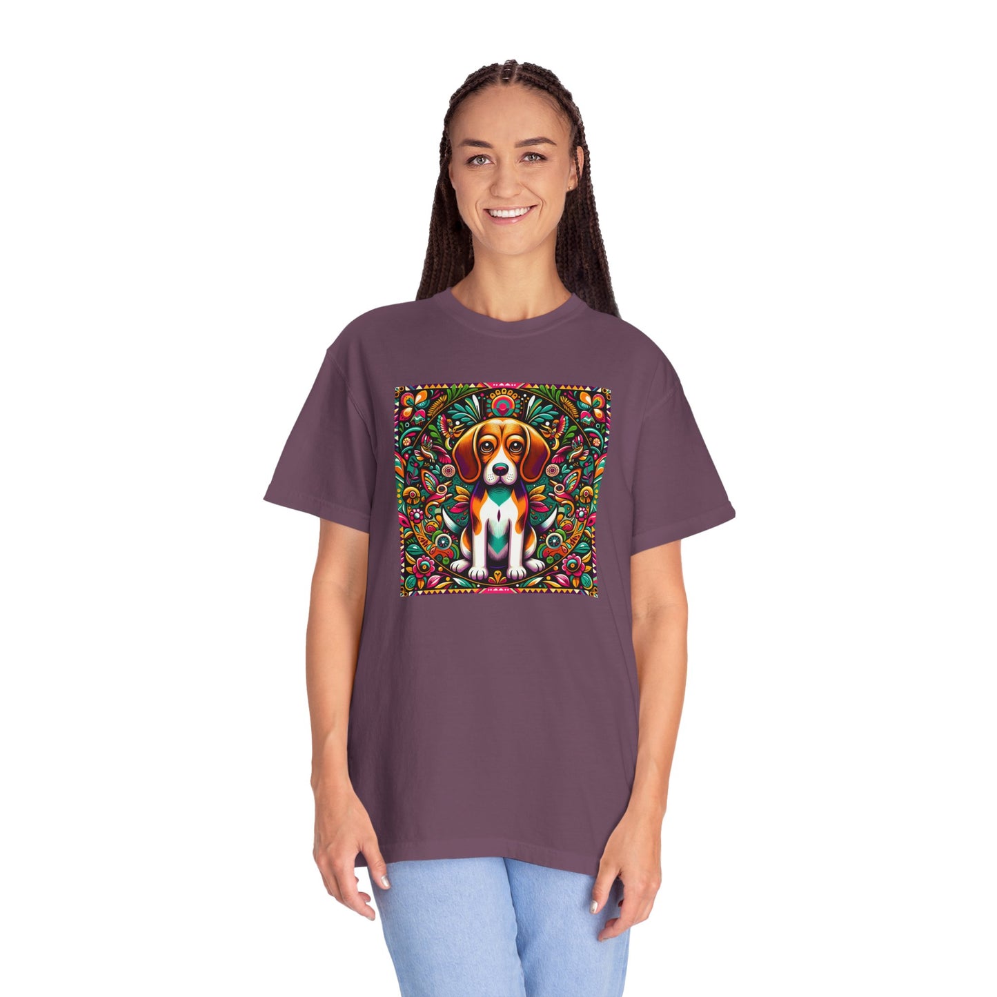 Vibrant Dog Art Unisex Garment-Dyed T-Shirt | Colorful Canine Design