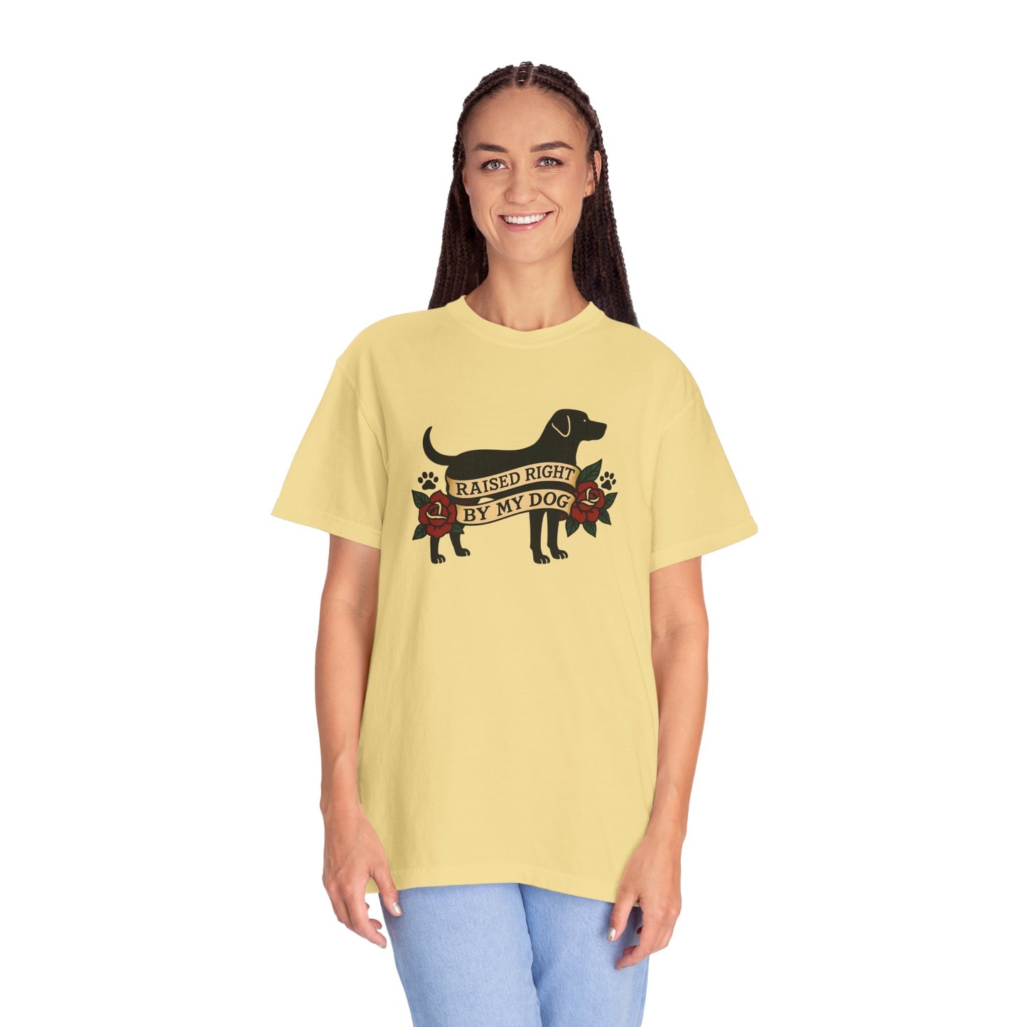 Raised Right by My Dog Tee, Unisex Pet-Themed Apparel, Gift for Dog Owners, Cute Canine Shirt
