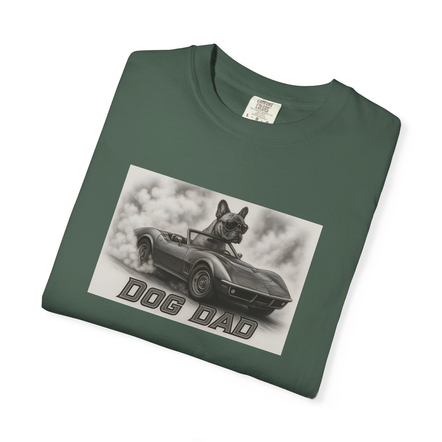 Dog Dad - French Bulldog - Cool Dogs in Cool Cars T-Shirt Collection | Funny Dog Lover Apparel for Men