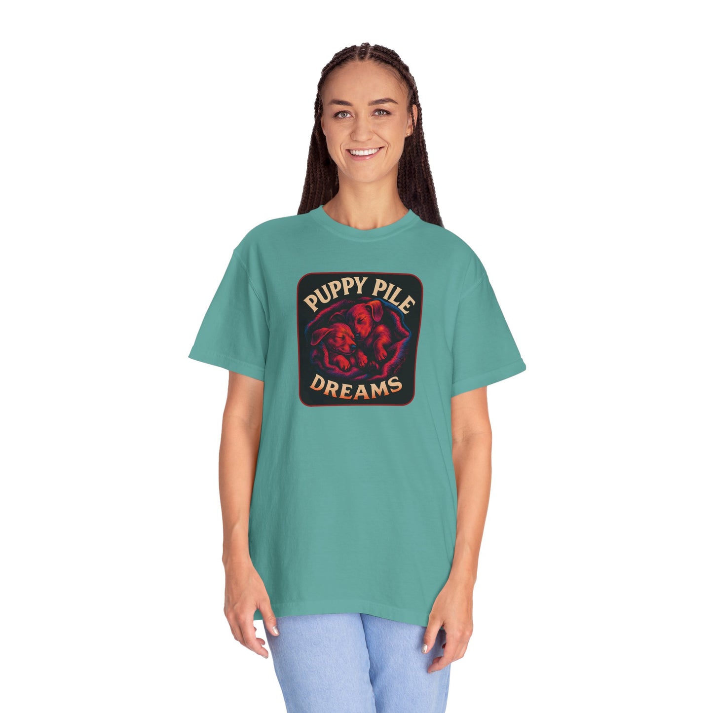 Puppy Pile Dreams T-Shirt, Unisex Tee, Dog Lover Gift, Casual Wear, Comfortable Cotton Shirt, Fun Animal Graphic Tee